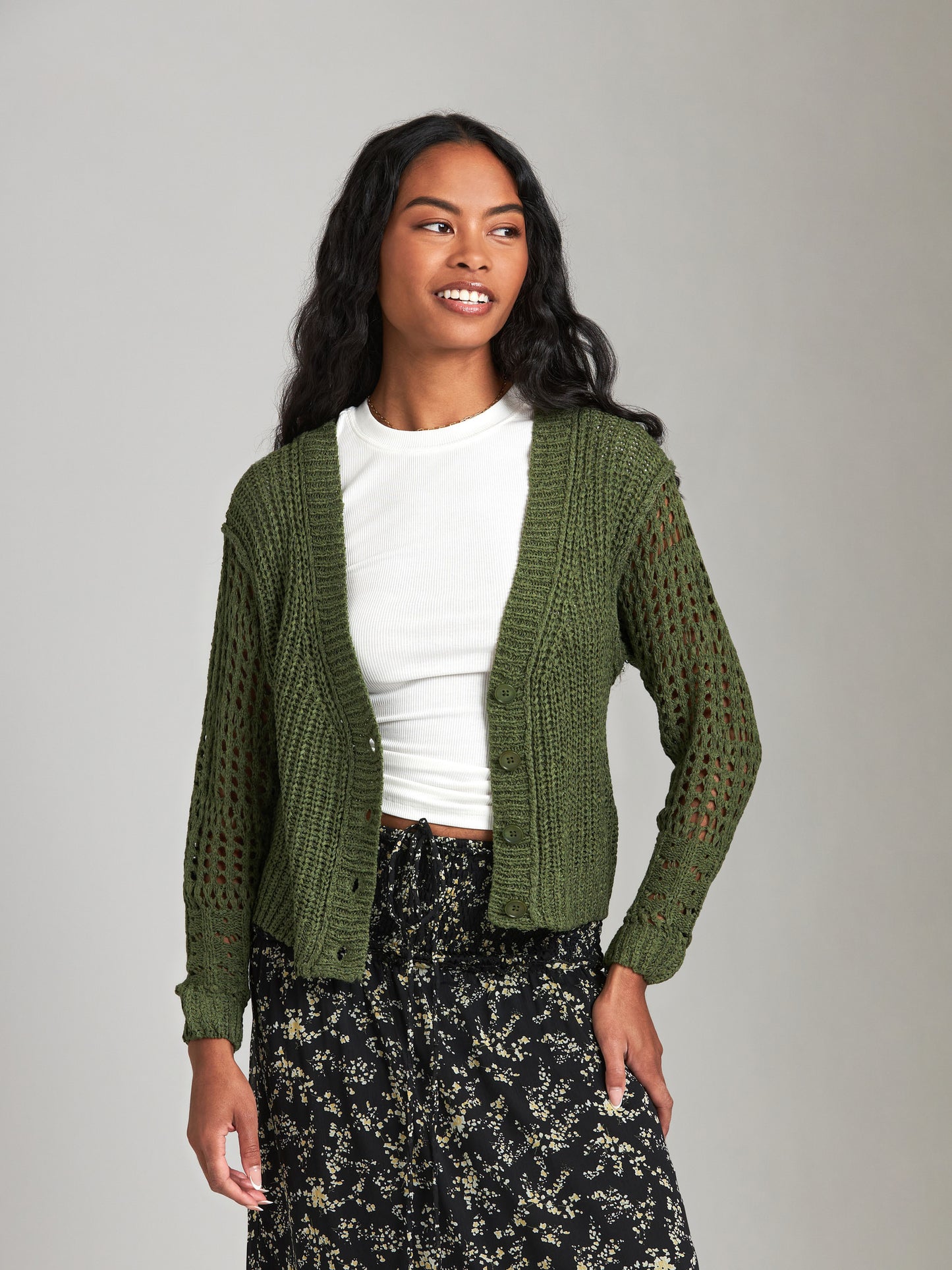 Sweater - PROPAGANDA - Devin Open Knit Cardigan - PLENTY