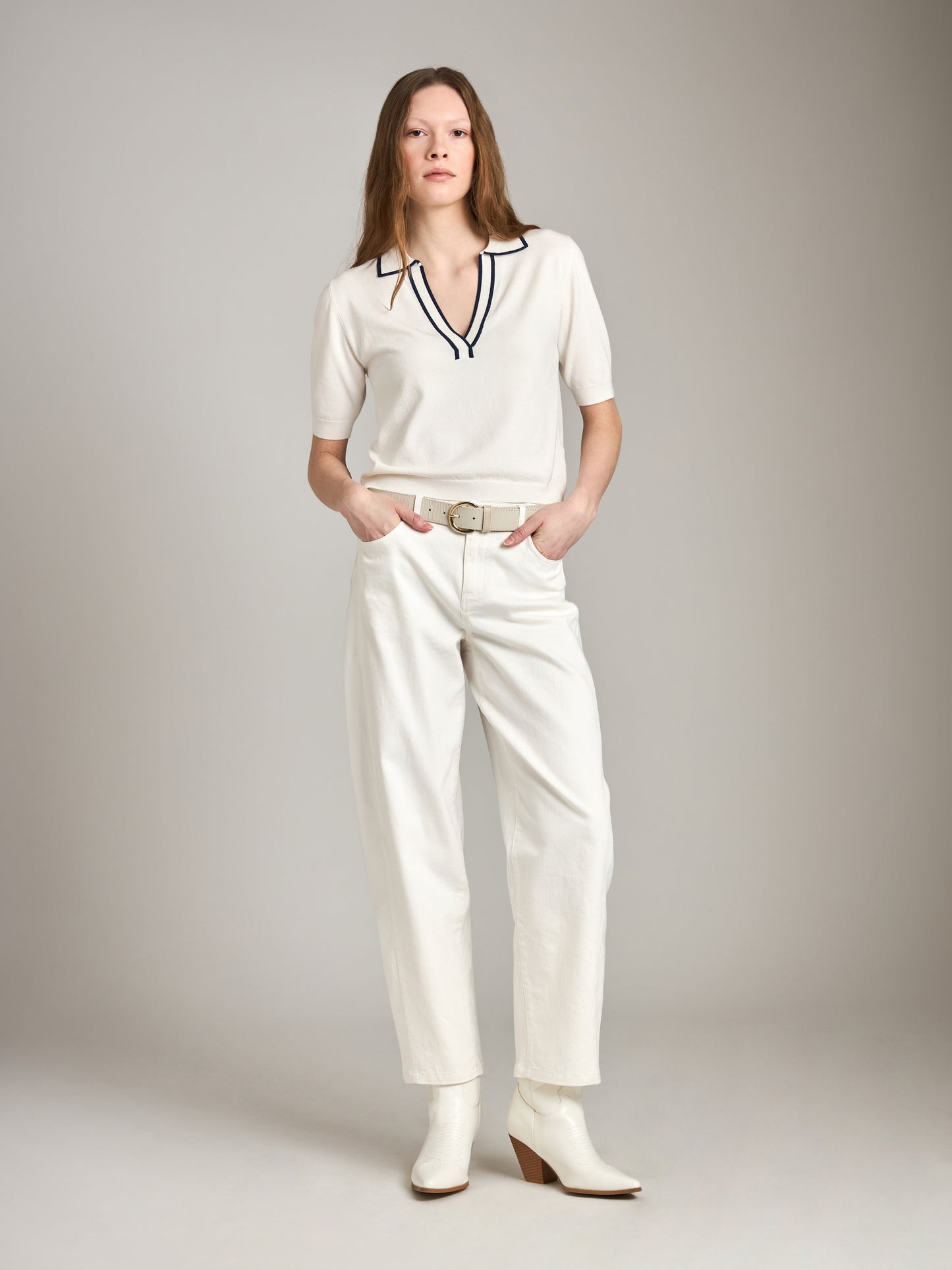 MONK & LOU - Florence Polo Sweater - Latte
