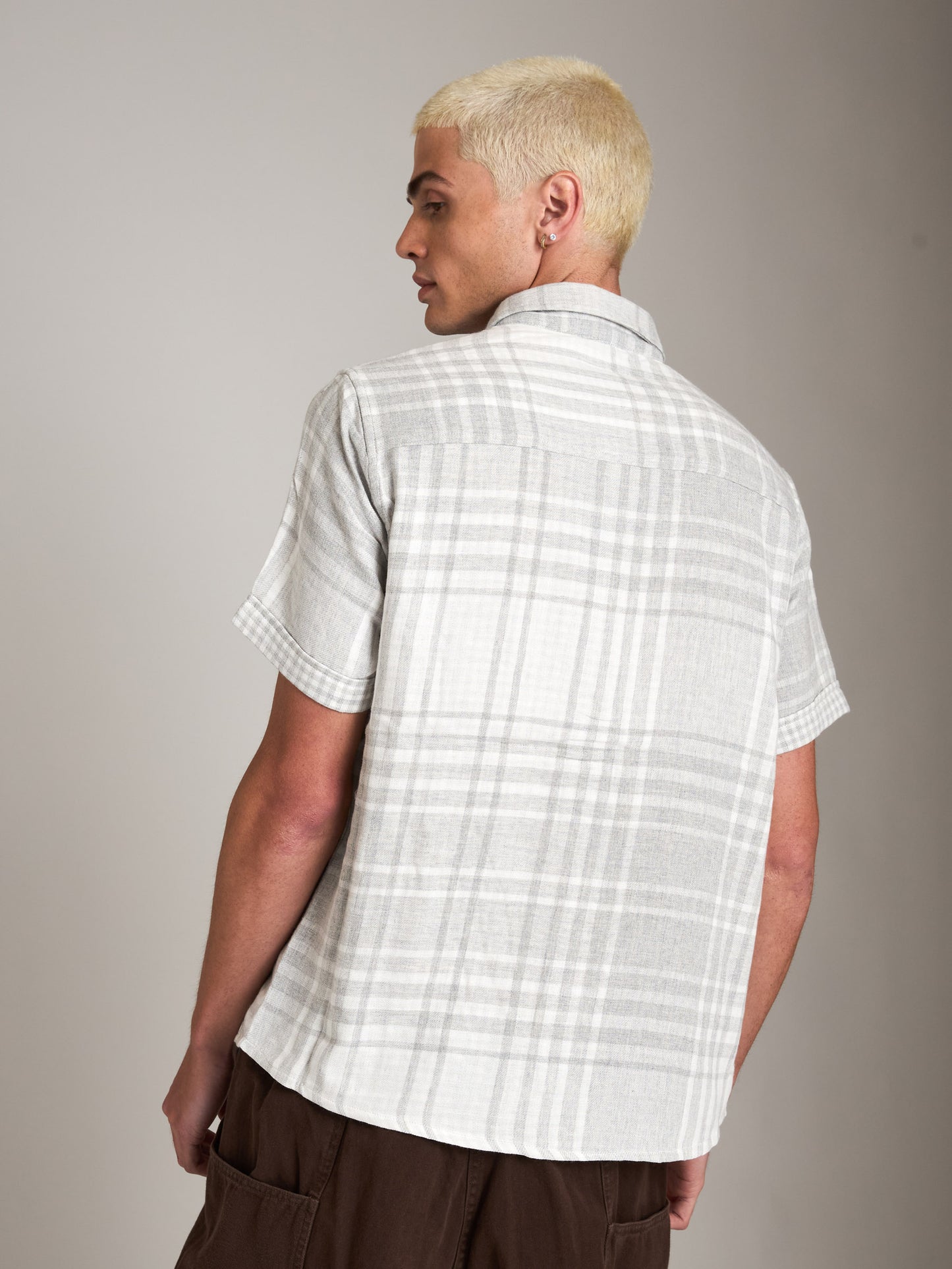 m tops - HEDGE - Short Sleeve Plaid Shirt - PLENTY