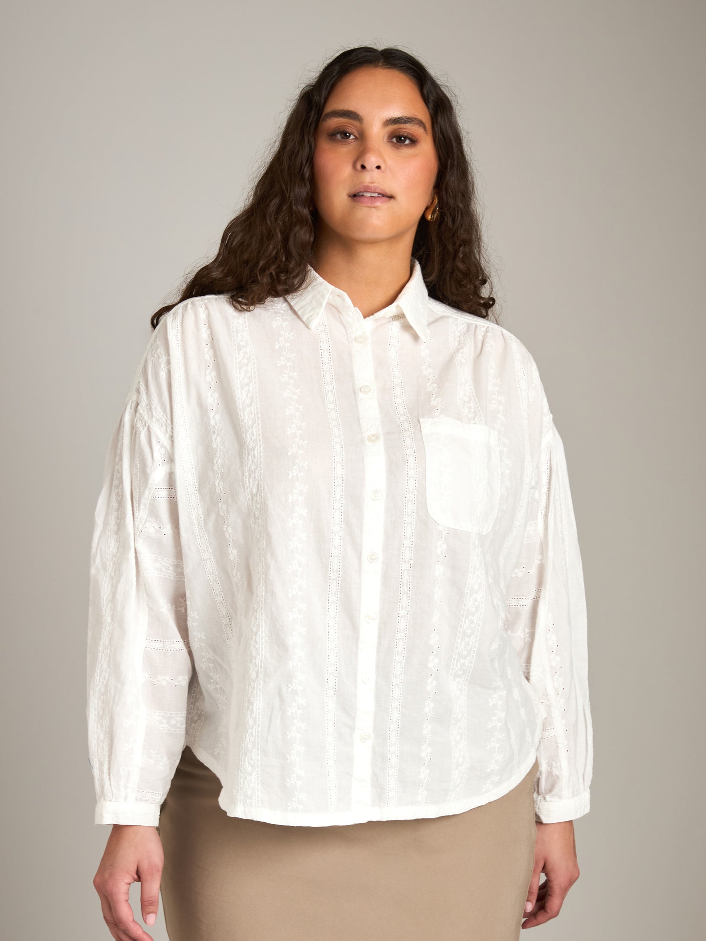 Eyelet Button Up Shirt