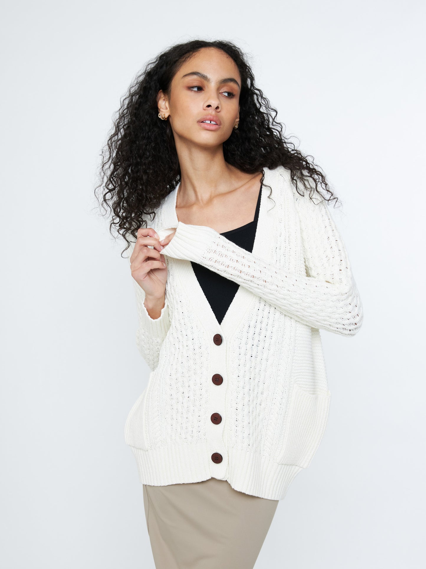 sweater - PROPAGANDA - Tweed Cable Hera Cardi - PLENTY