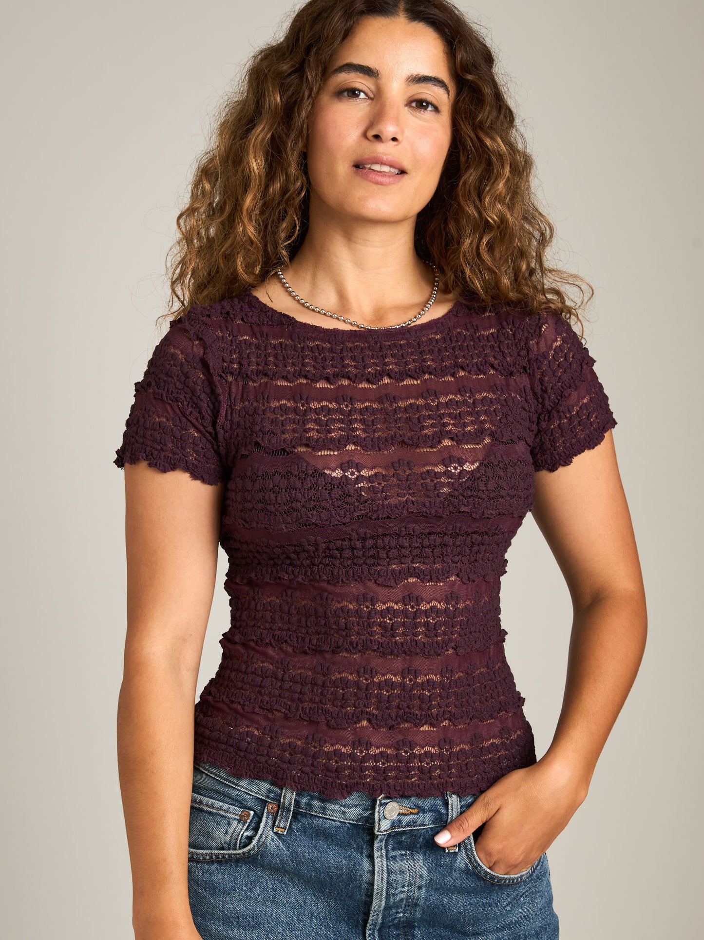FREE PEOPLE - Angelina Lace Tee -