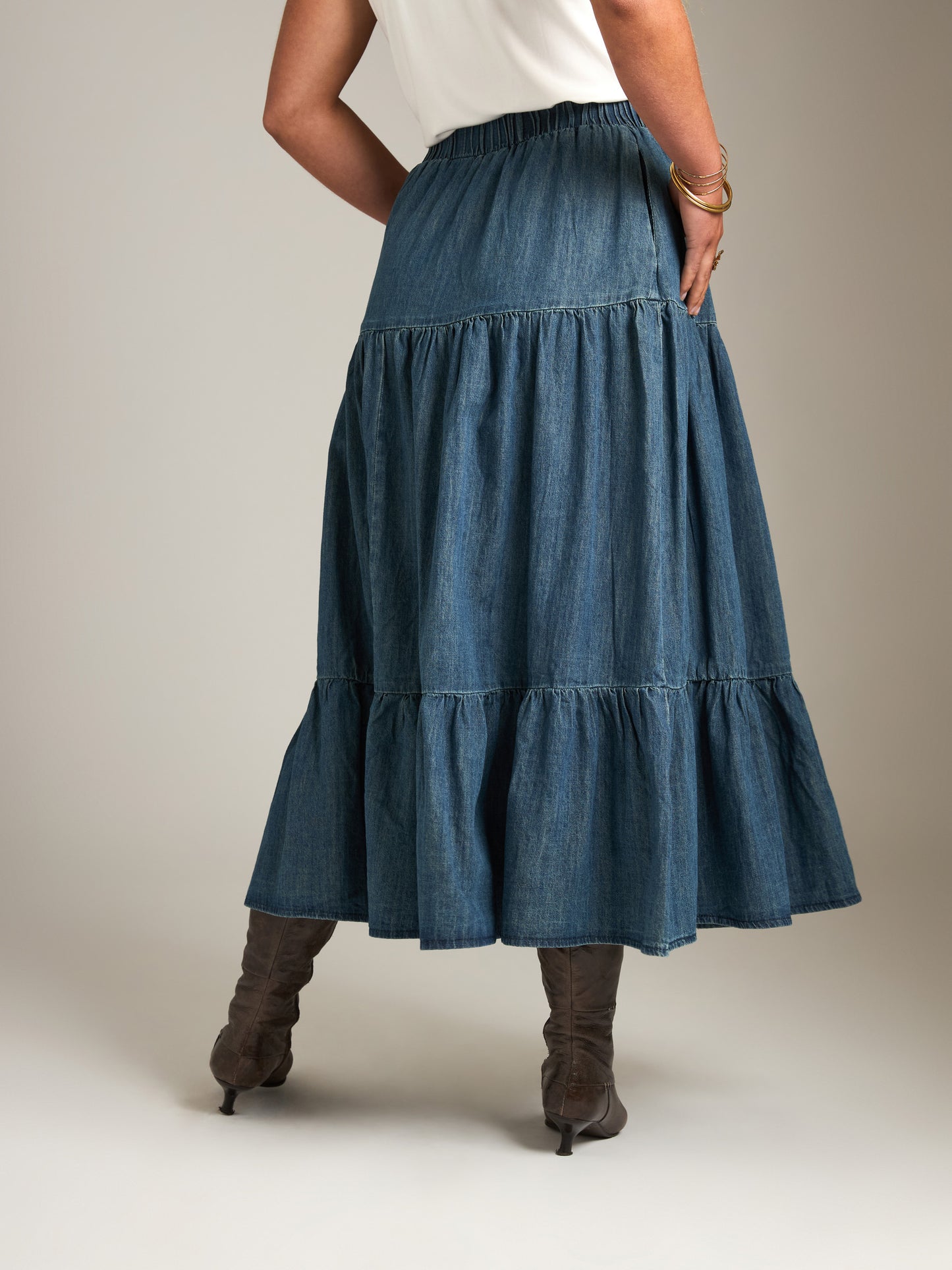 LOVEFINN - Tiered Denim Skirt -
