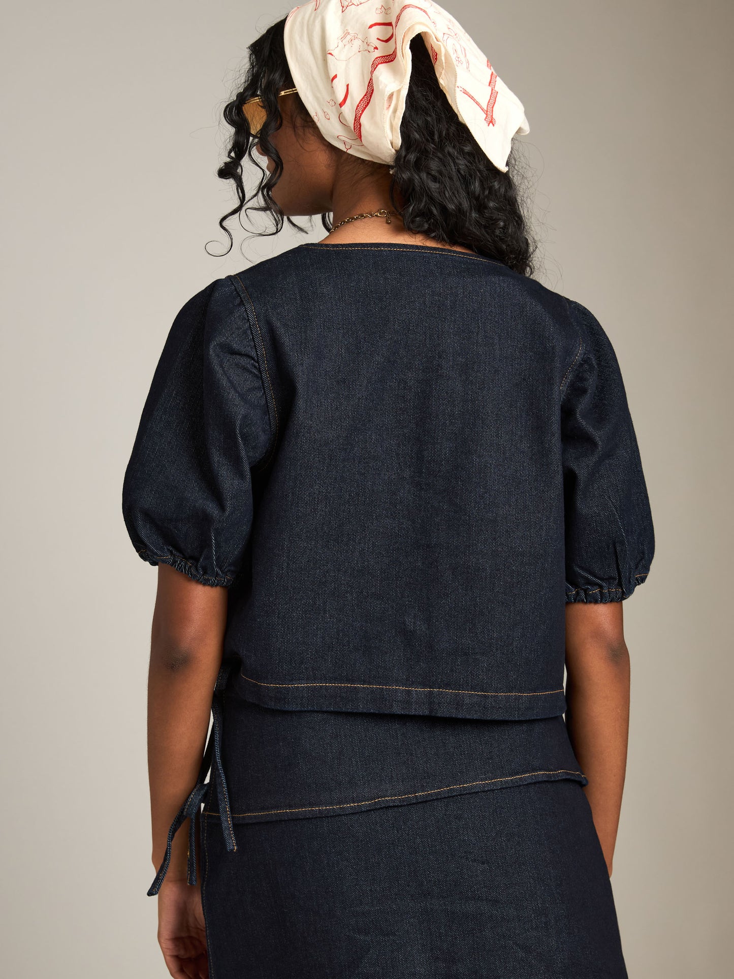 MINKPINK - Raya Denim Tie Front Top -
