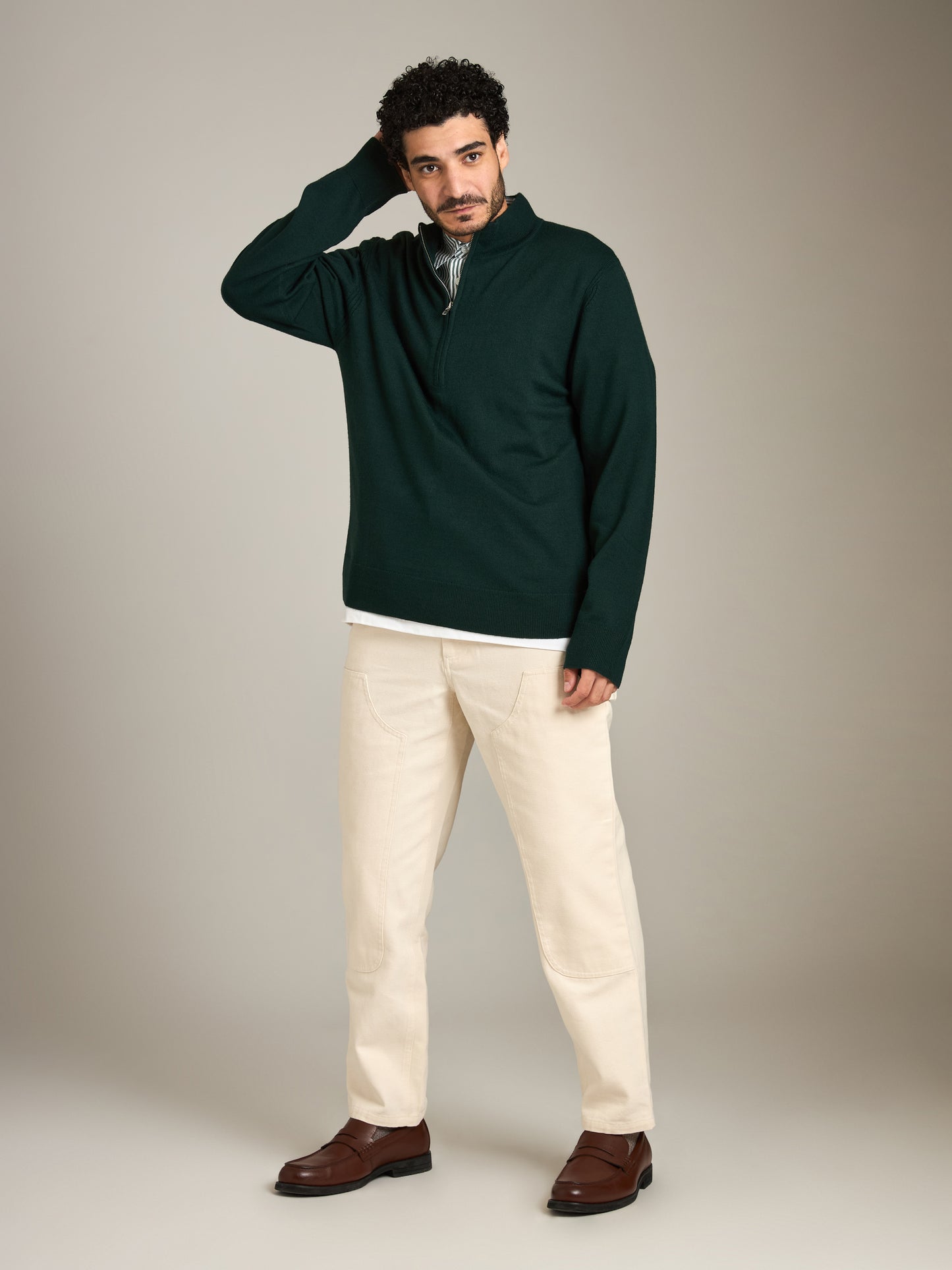 Jersey Stitch Quarter Zip Sweater