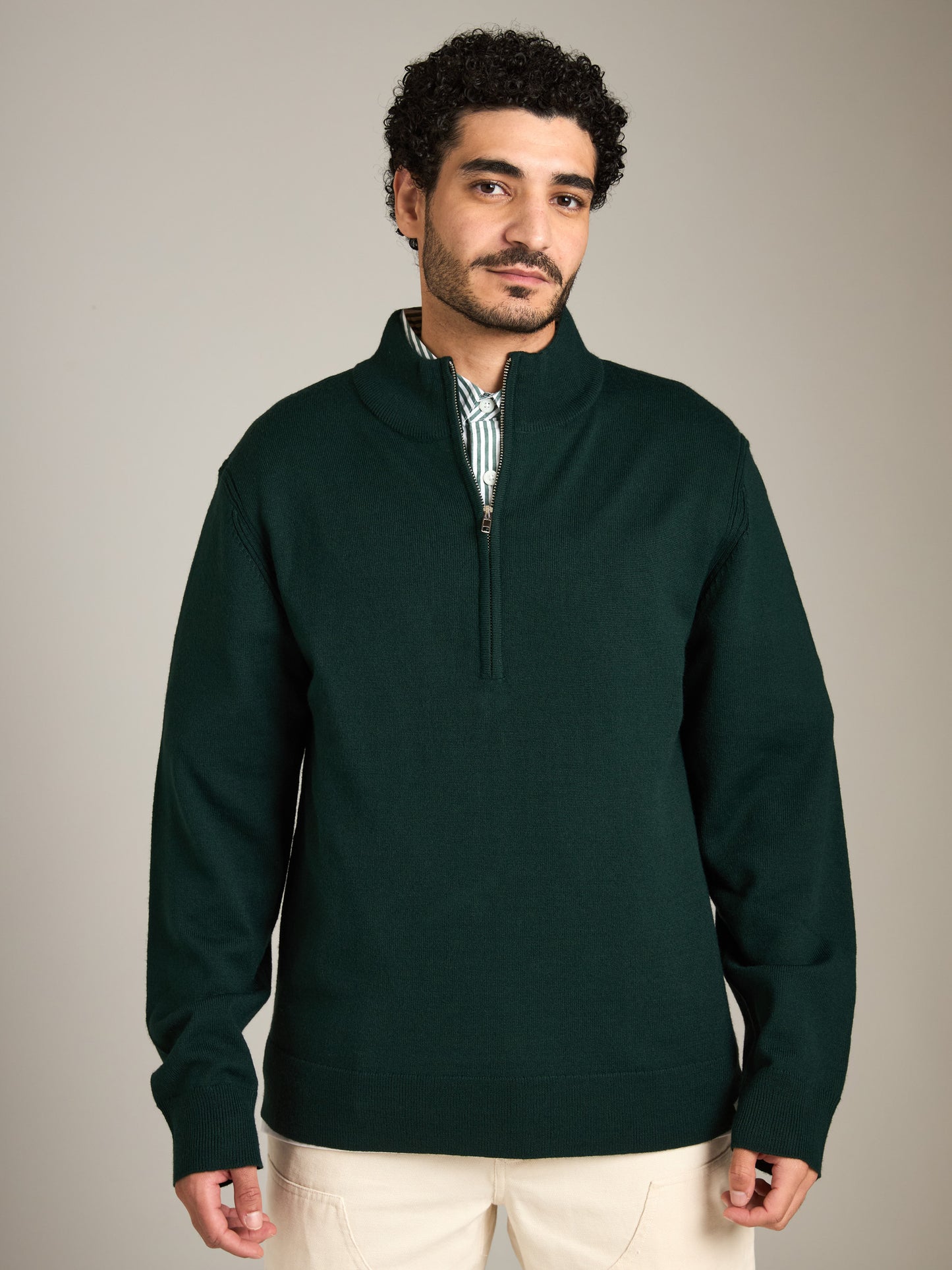 Jersey Stitch Quarter Zip Sweater