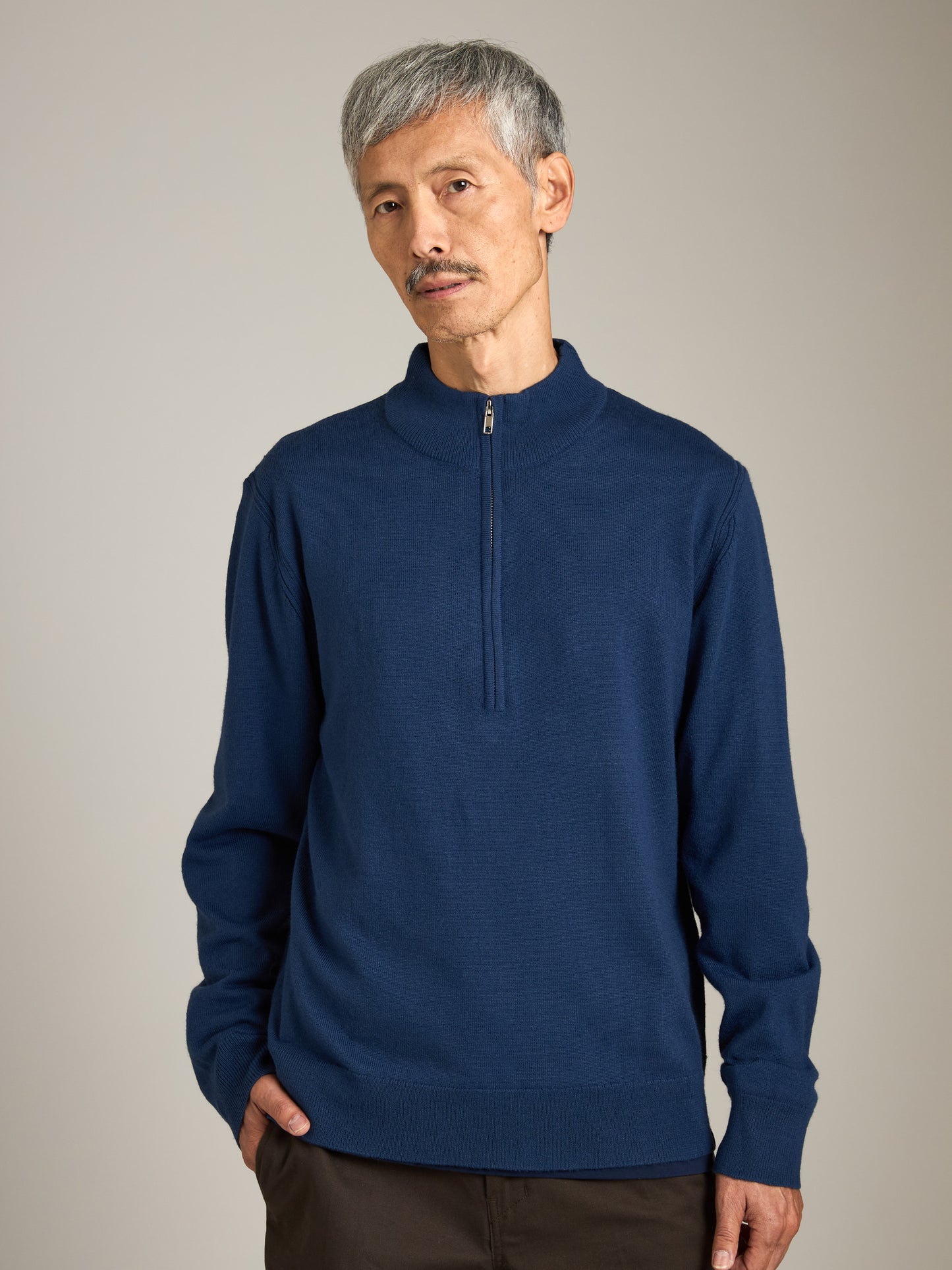 Jersey Stitch Quarter Zip Sweater