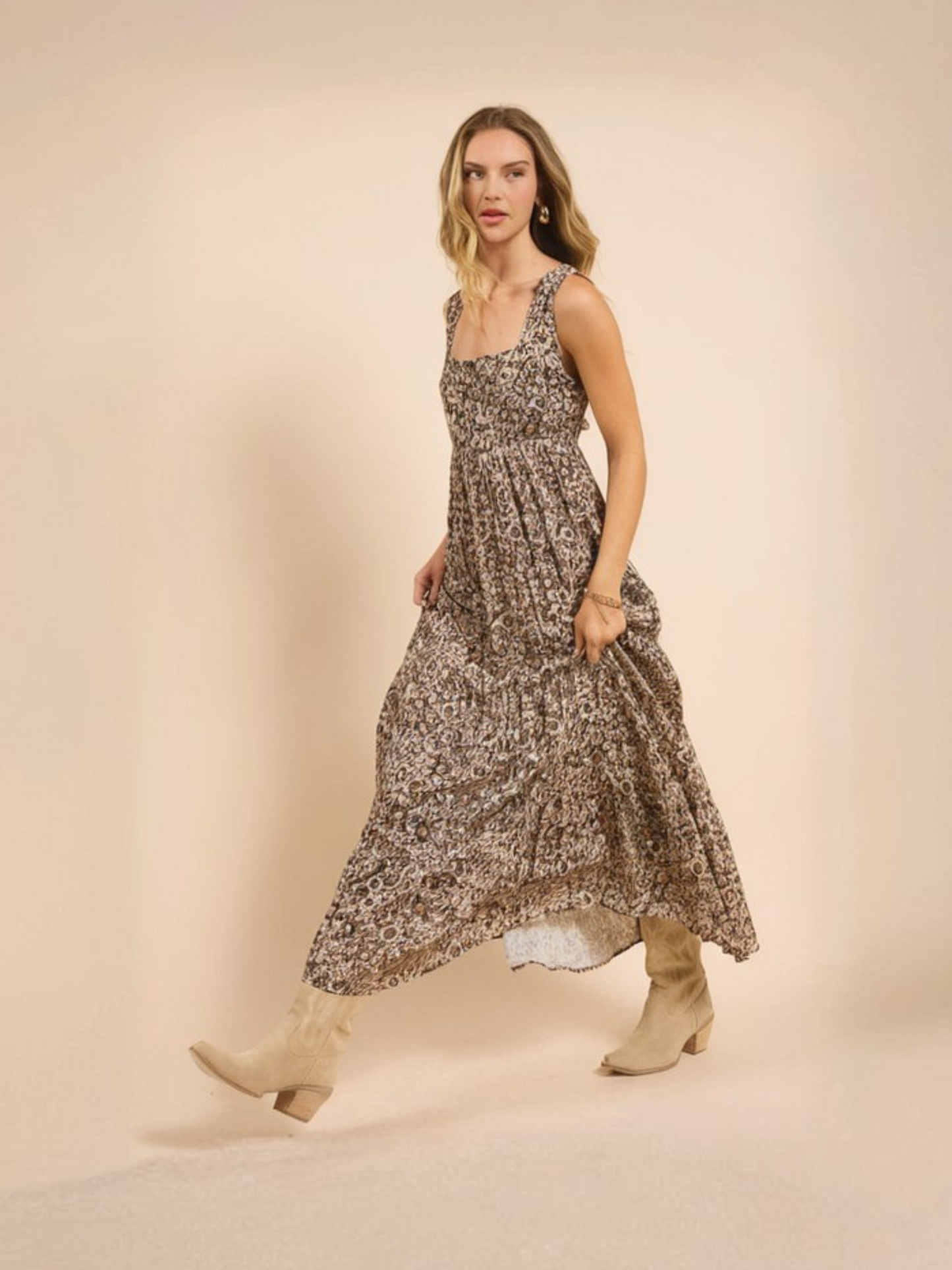 SADIE & SAGE-Desert Sunset Maxi Dress-Brown Multi