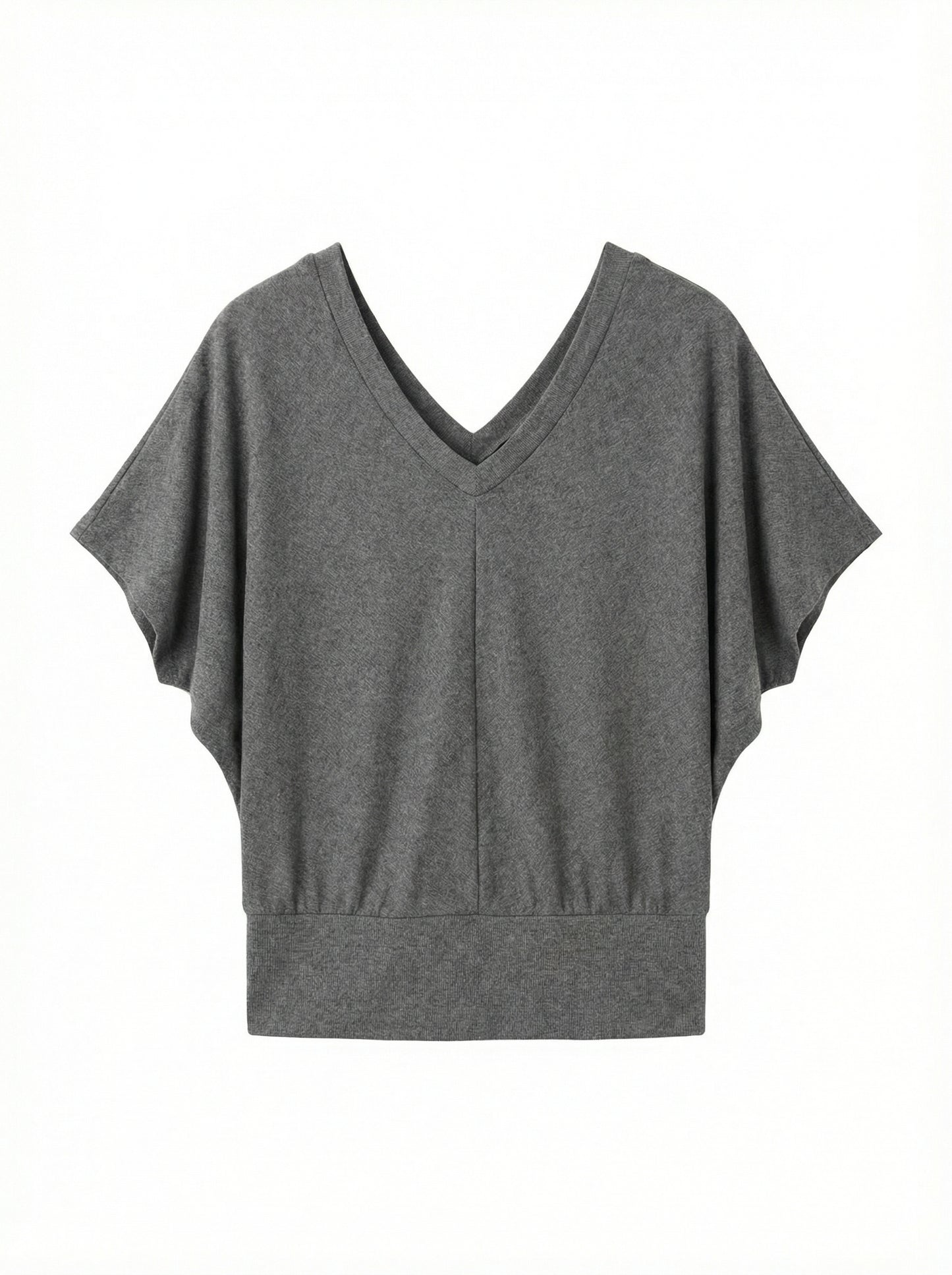 LOVEFINN - Double V-neck Top - Charcoal