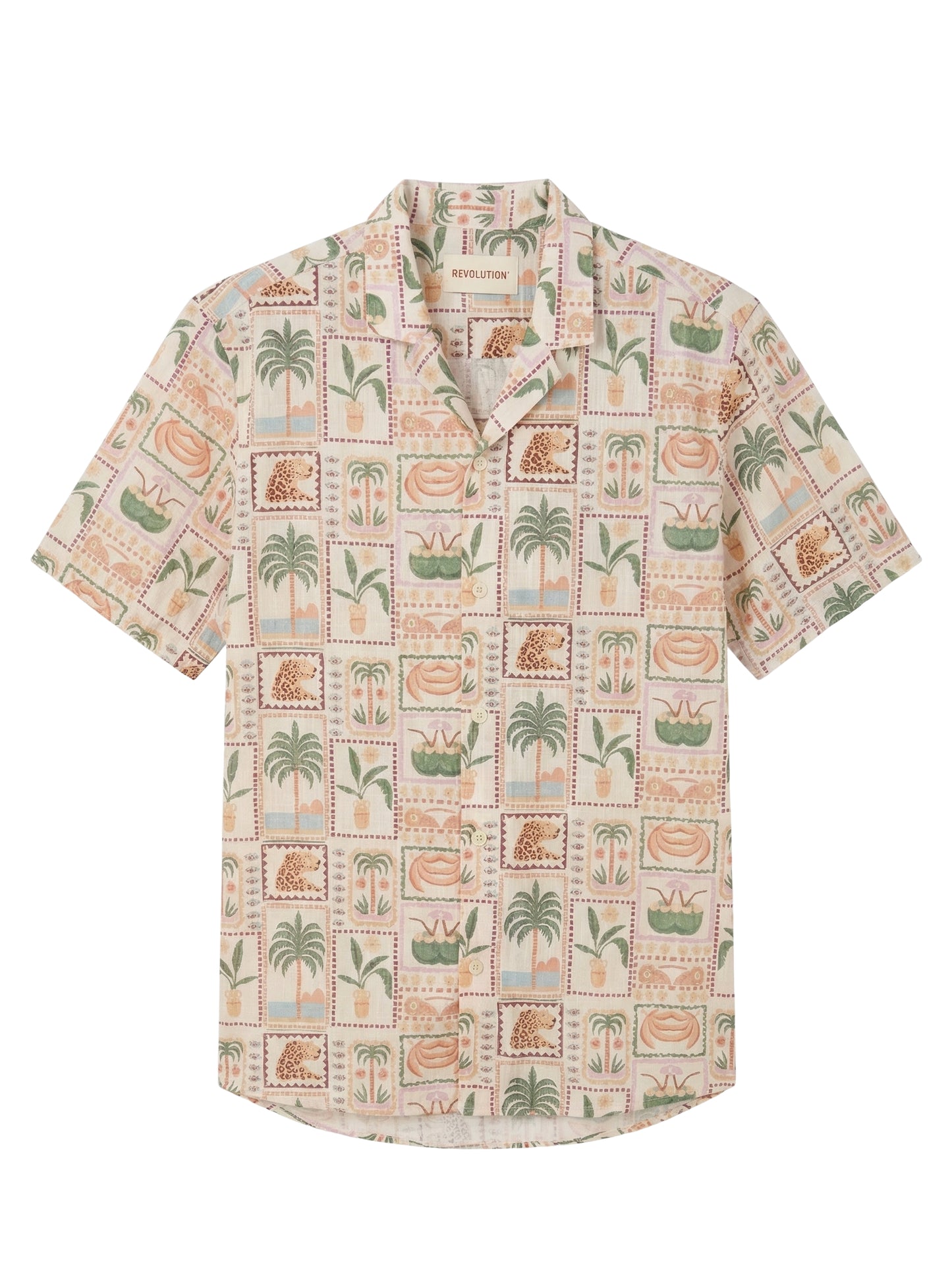 REVOLUTION - Tropical Stamp Cuban Shirt -