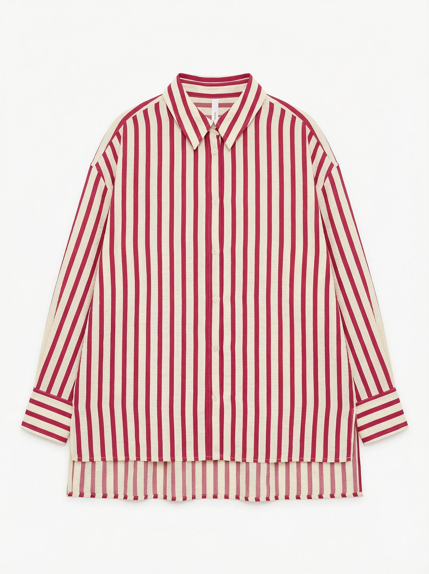 LOVEFINN - Stripe Button Down Shirt - Sweet Red Stripe