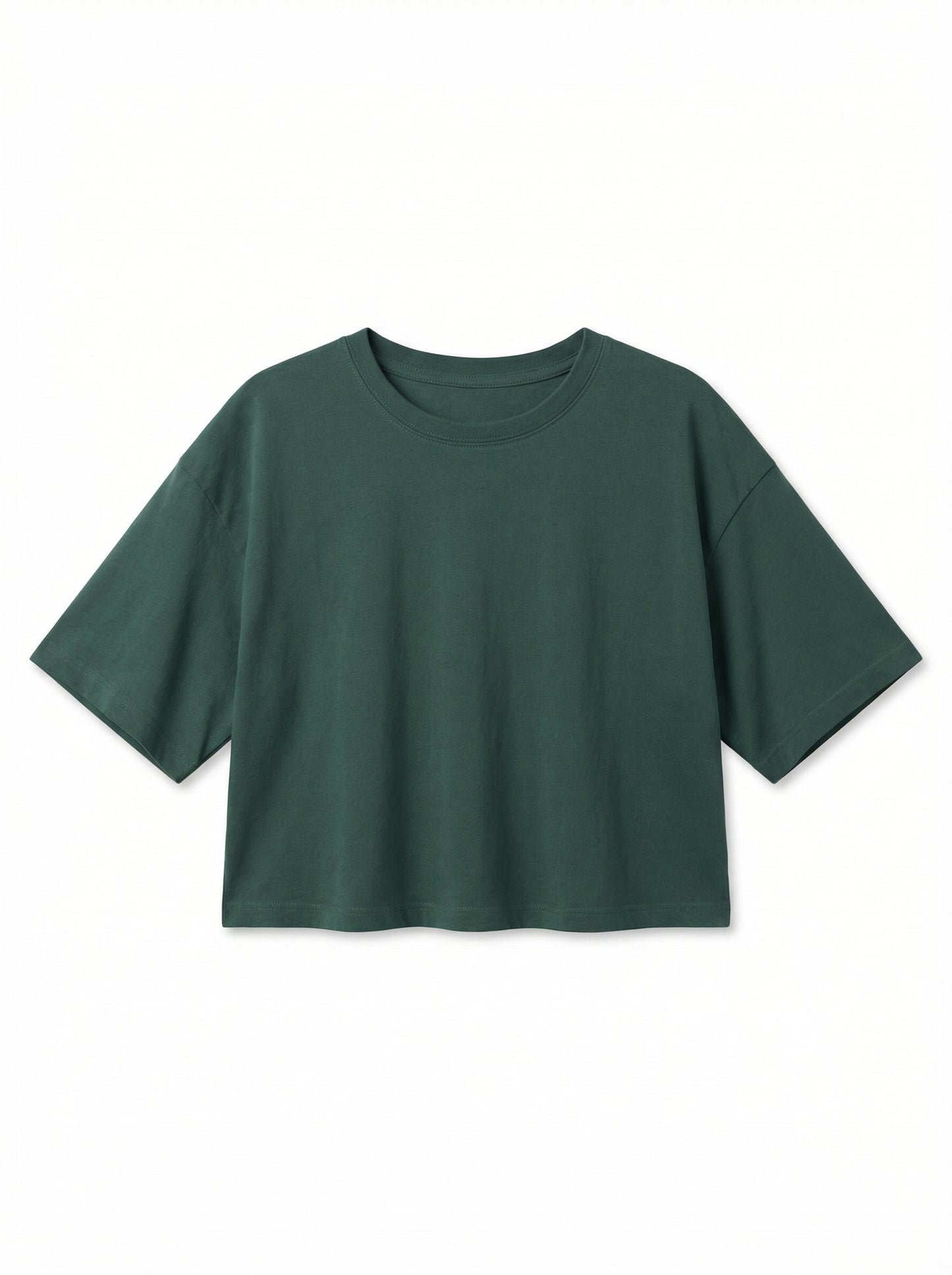 LOVEFINN - Cropped Dropped Shoulder T-Shirt - Hunter Green