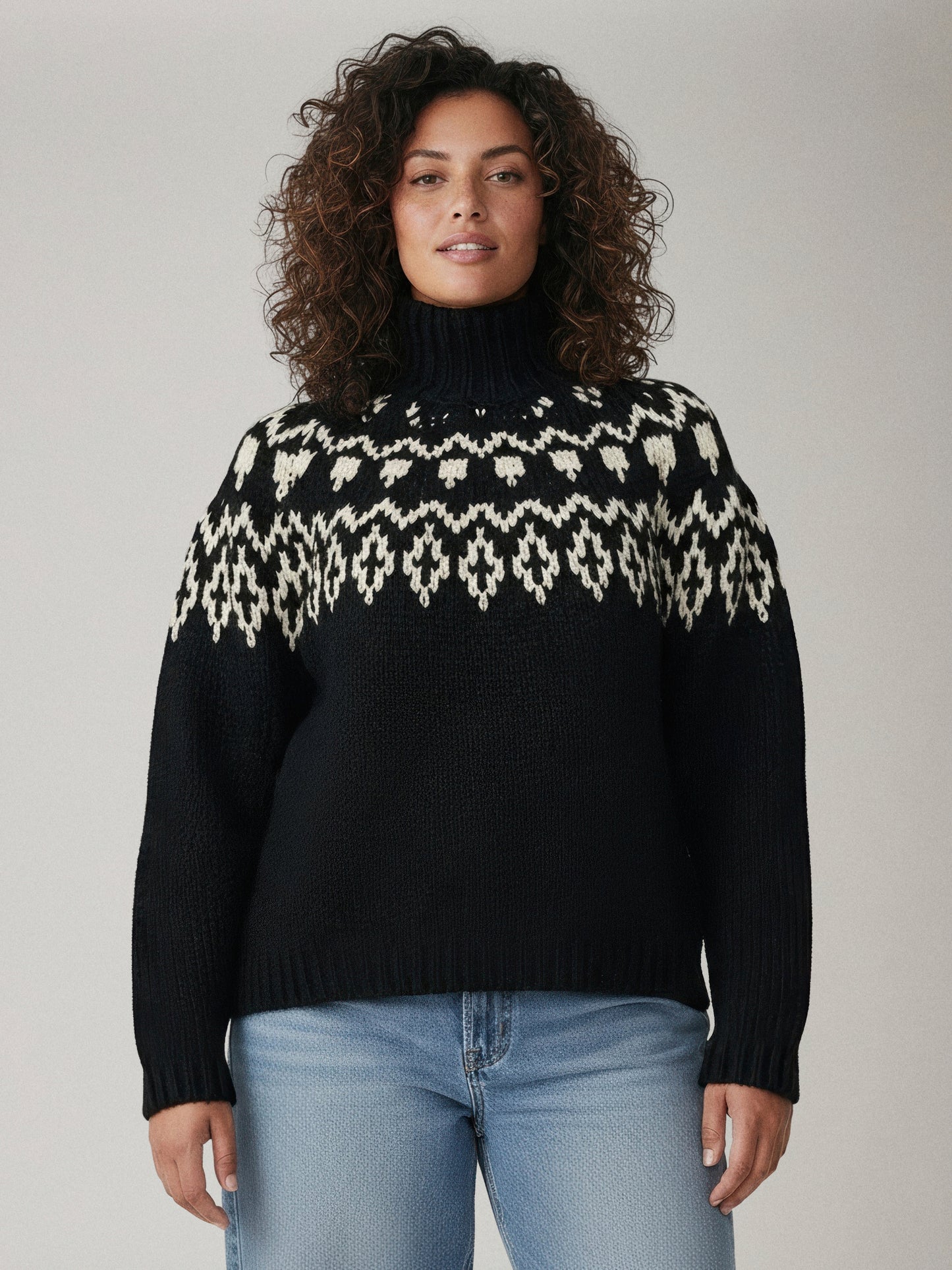 LYLA + LUXE - Aggie Fair Isle Mockneck Sweater -
