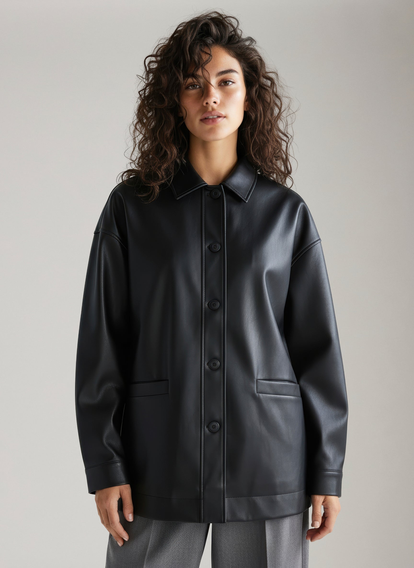 PIECES - Jamilla Vegan Leather Overshirt -
