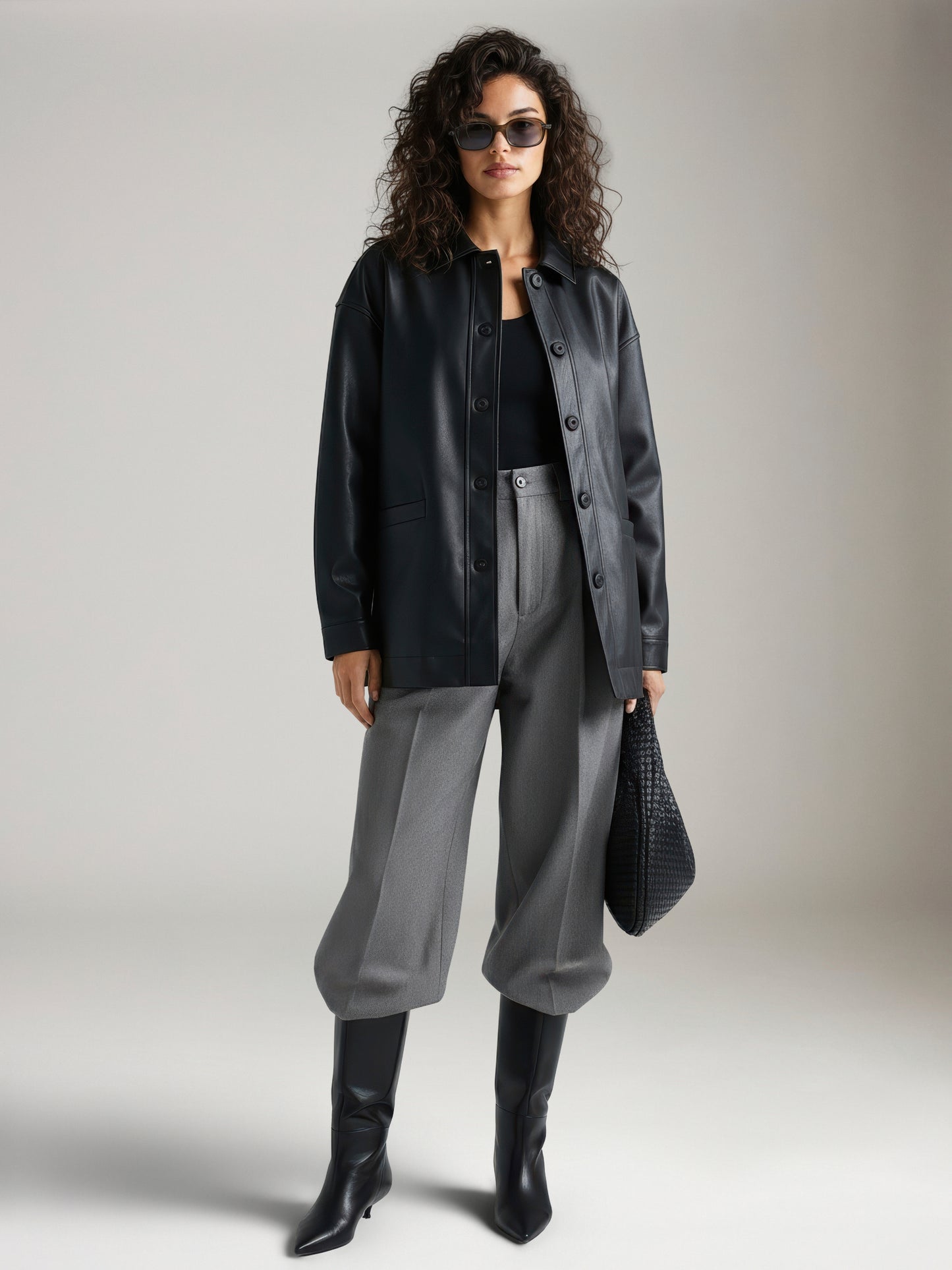 PIECES - Jamilla Vegan Leather Overshirt -