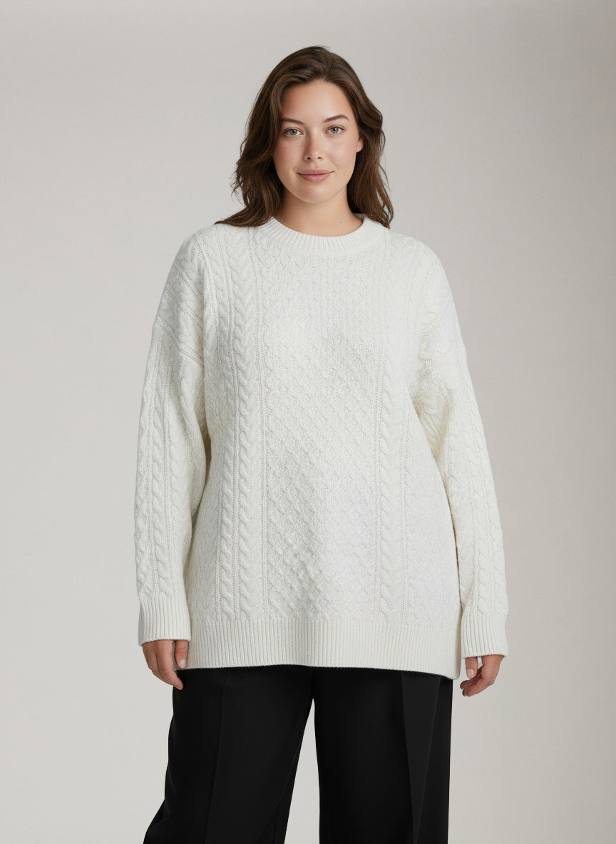 JOHN & JENN - Kylo Oversized Cable Crewneck Sweater -