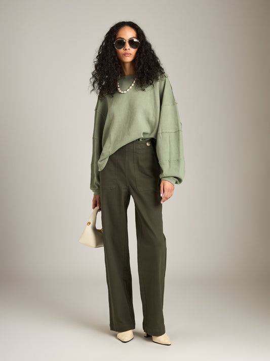 FREE PEOPLE - Total Eclipse Long Sleeve Tee - Oil Green