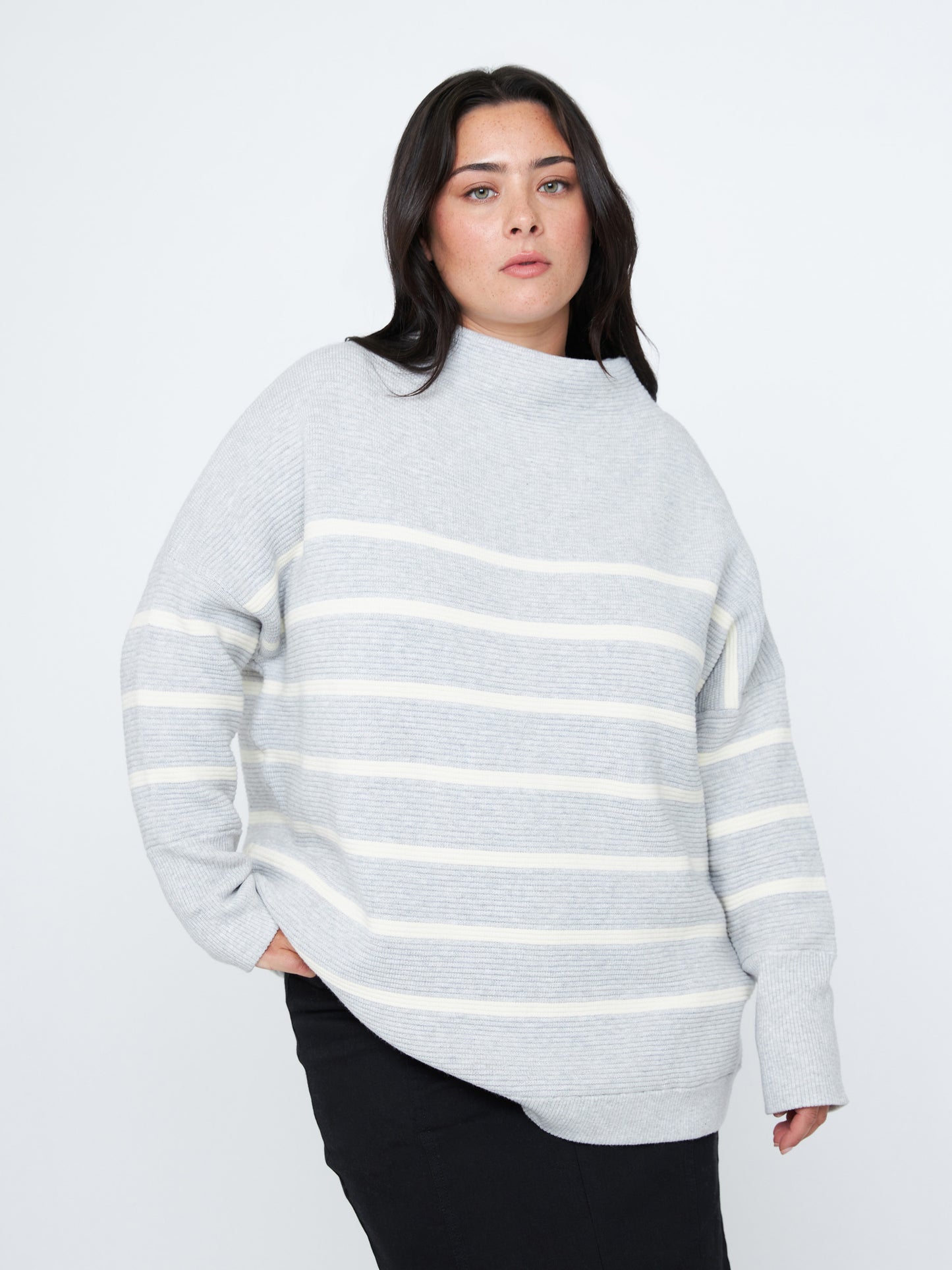 Sweater - Monk & Lou - Ottoman Marlon Stripe Tunic - PLENTY
