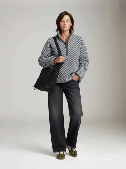 JOHN & JENN - Dominic Herringbone Quarter Zip Pullover -