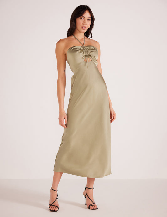 Dresses - Minkpink - Sonia Halter Neck Midi Dress - PLENTY