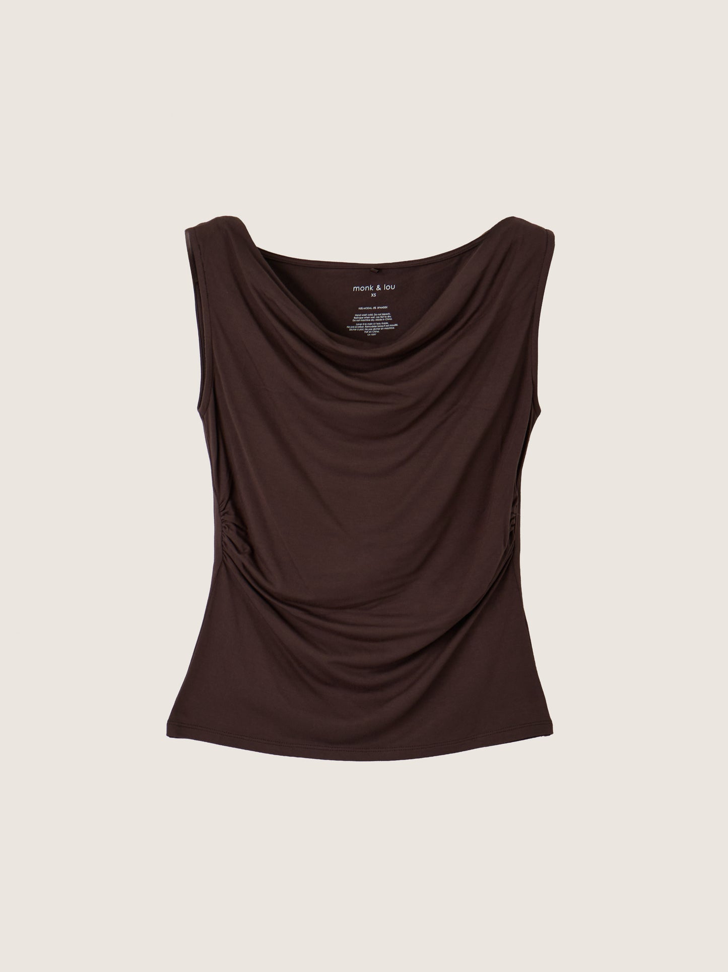 MONK & LOU - Hazel Cowl Neck Shell - Coffee Bean