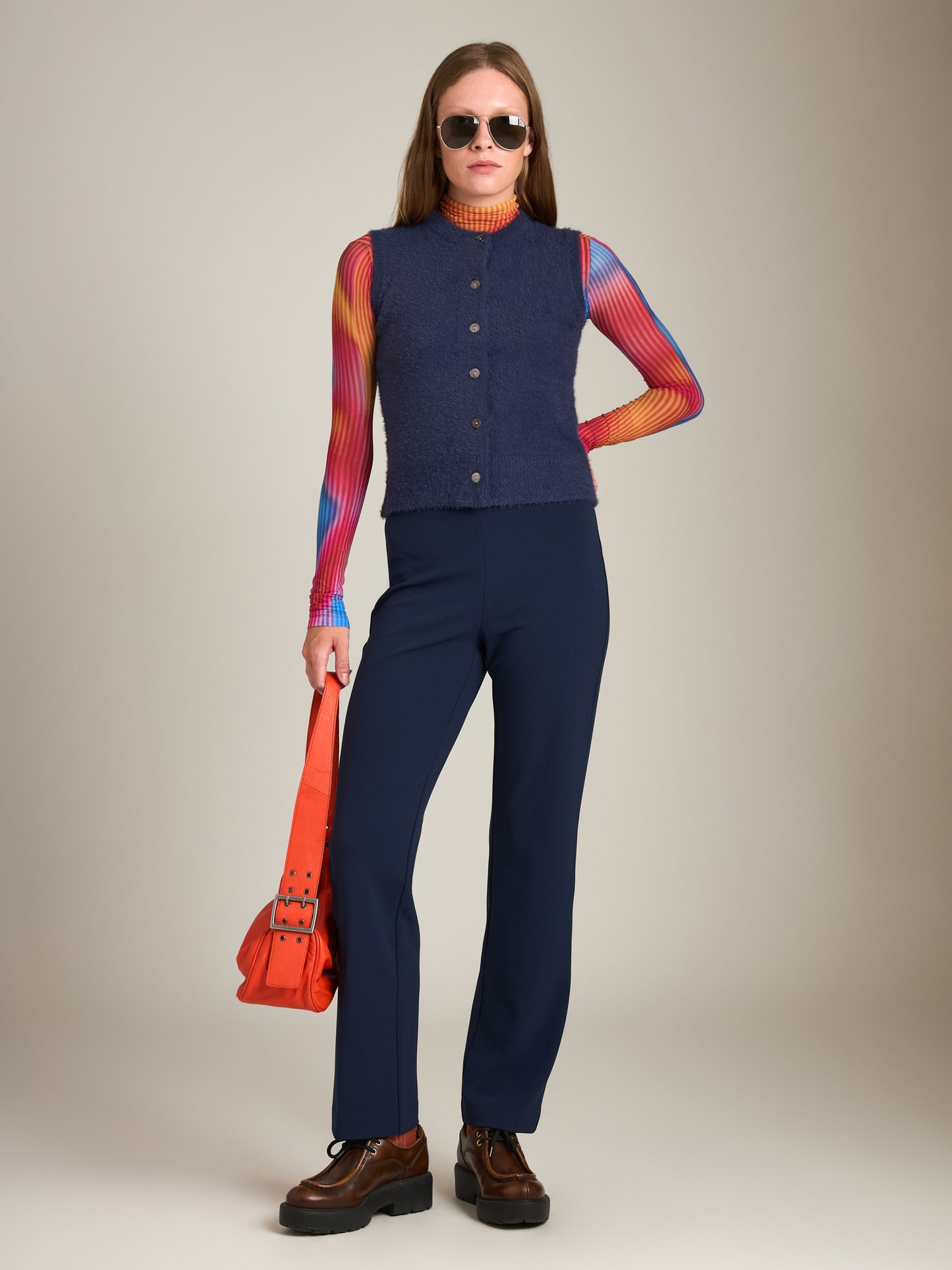 MONK & LOU - Christa Straight Leg Pant - Navy Blue