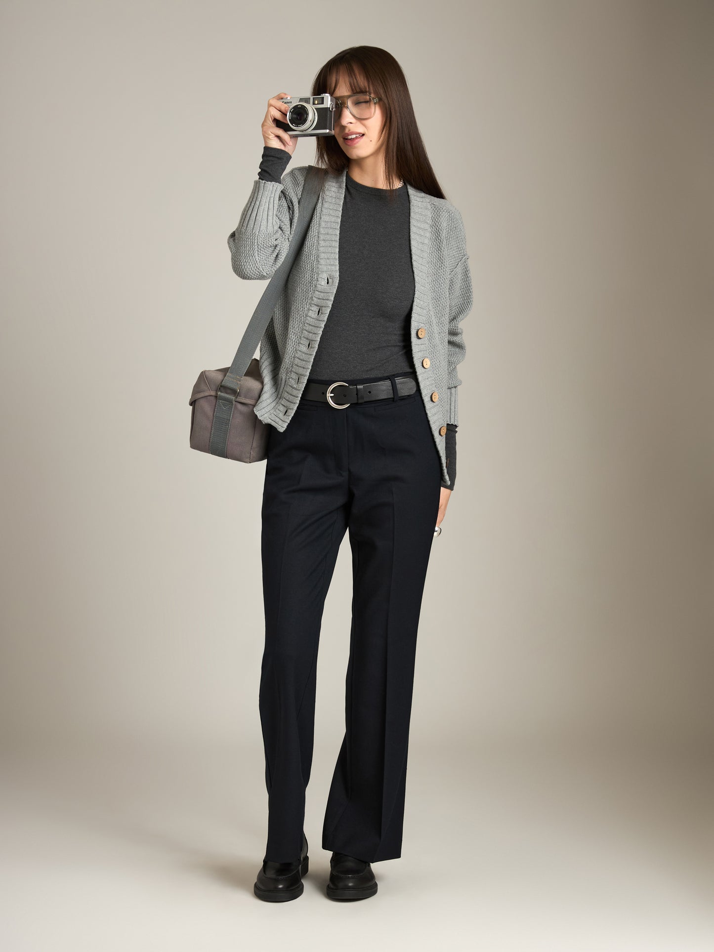 MONK & LOU - Sharita Relaxed Cardi - Melange Light Gray