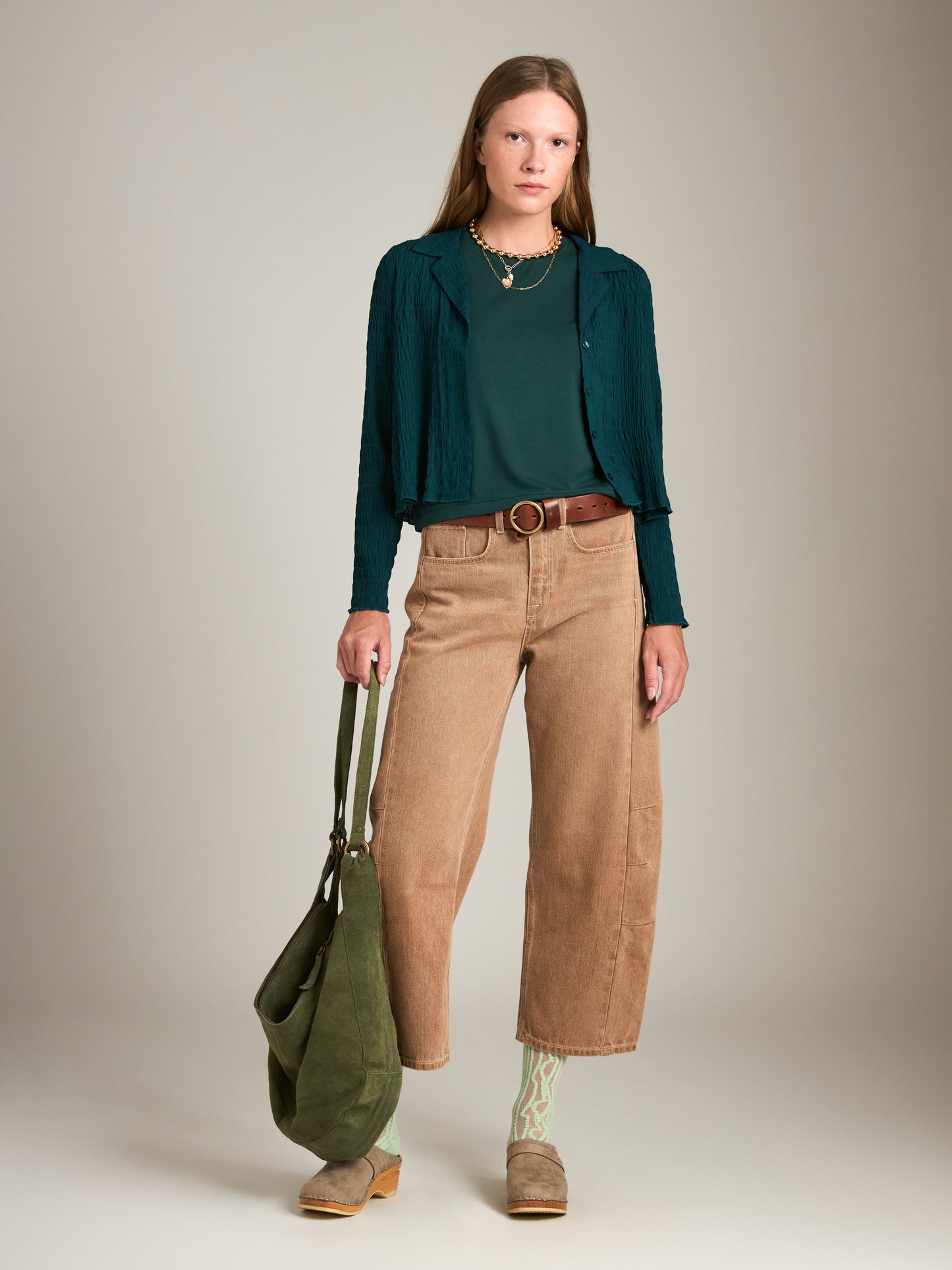 MONK & LOU - Textured Lula Shirt - Dark Green