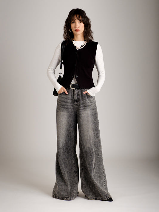 MONK & LOU - Rosalyn Knitted Vest - Black