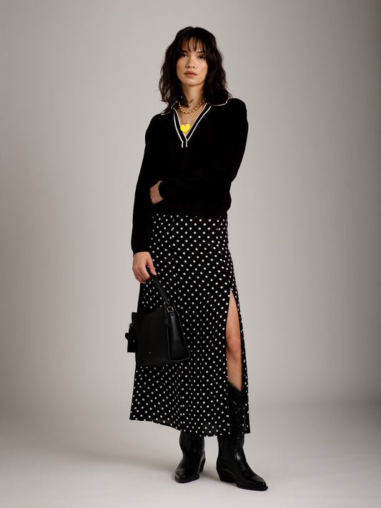 MONK & LOU - Rochelle Longsleeve Polo Sweater - Black
