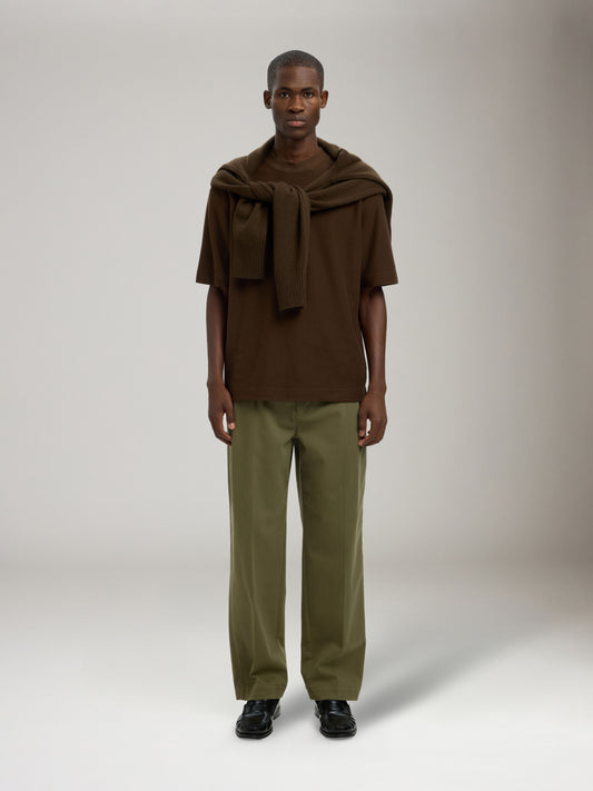 SELECTED - Kasper O-Neck T-Shirt - Demitasse