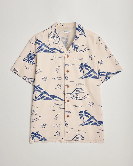 m tops - Nudie - Arvid Waves Hawaii Shirt - PLENTY