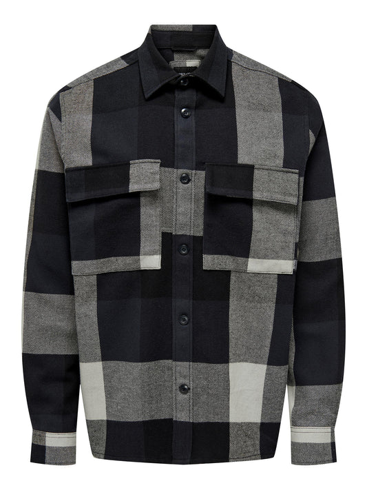 m tops - ONLY&SONS - Ronny Life Recycled Check Over Shirt - PLENTY