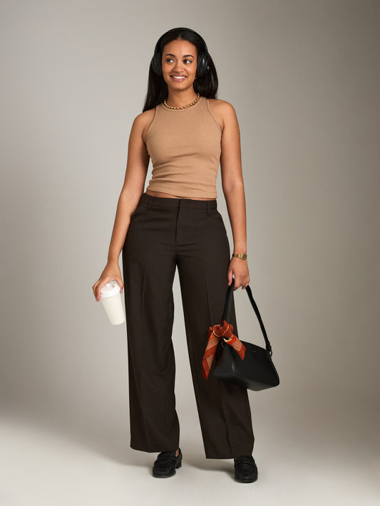 PROPAGANDA - Imelda Straight Leg Wide Trouser - Coffee