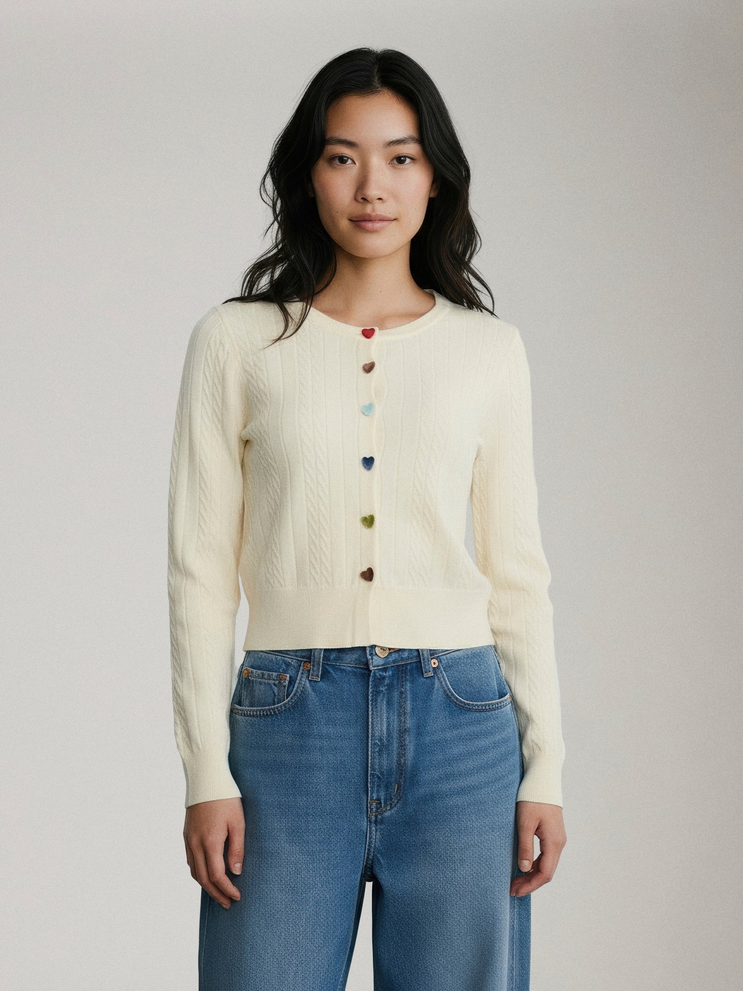SADIE & SAGE - Mochi Heart Button Cardigan -