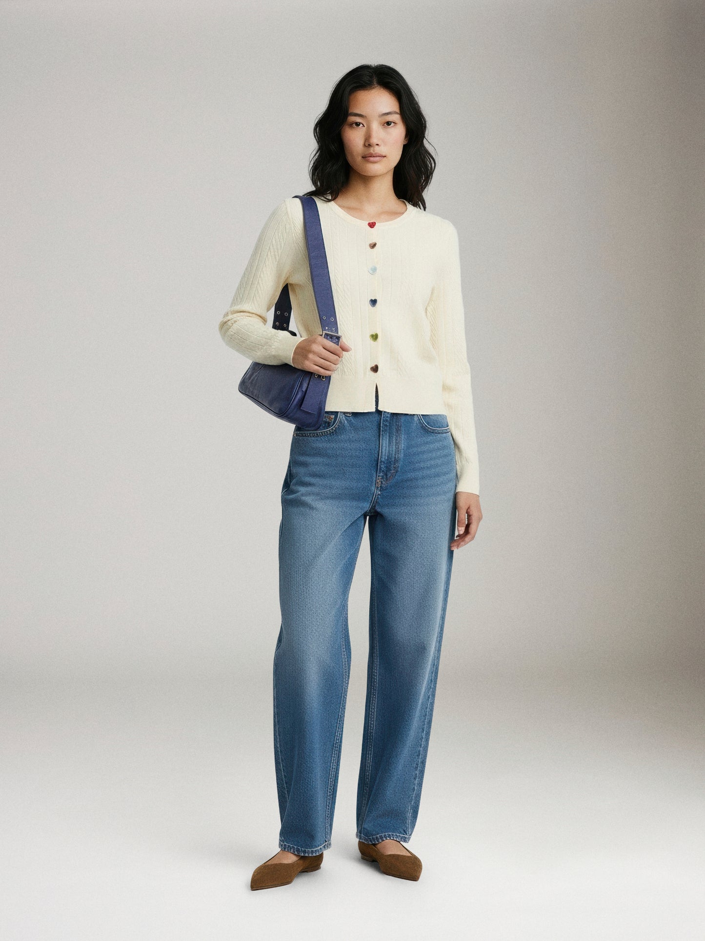 SADIE & SAGE - Mochi Heart Button Cardigan -