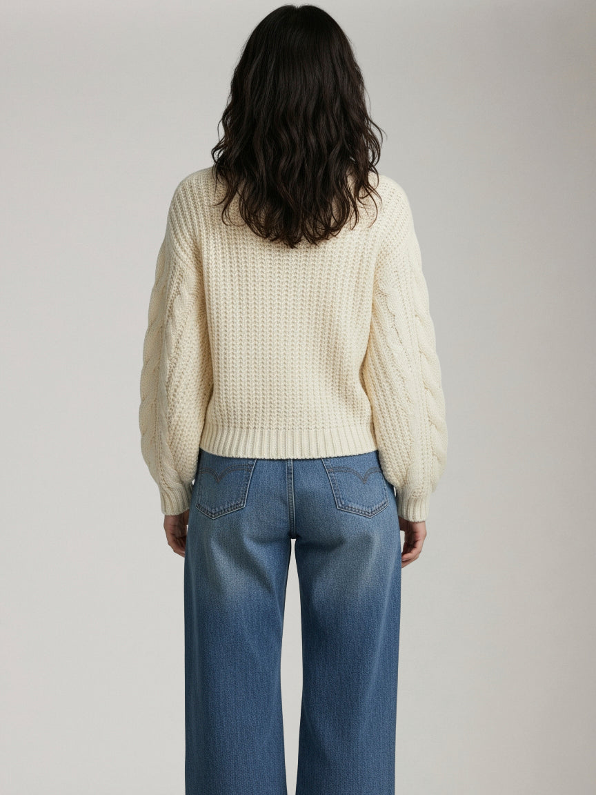 Kelly Chunky Knit Cable Crewneck Sweater