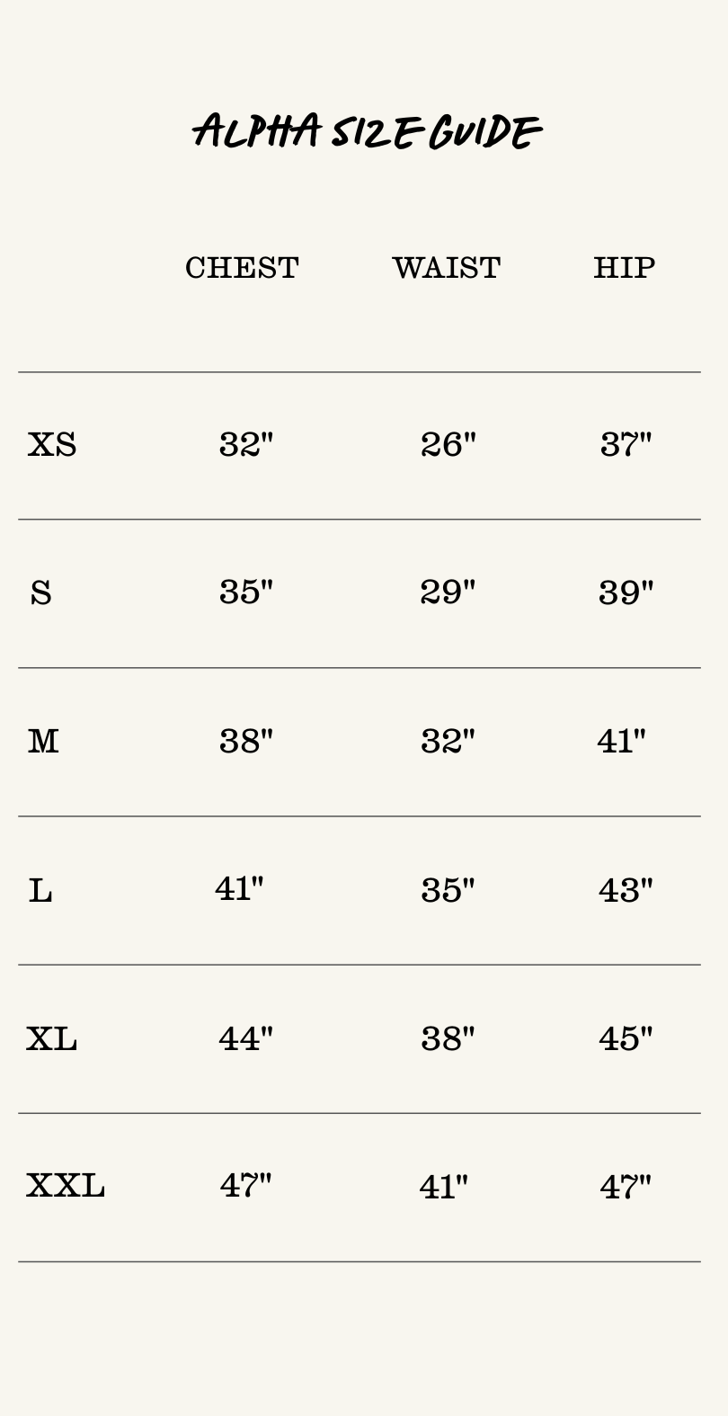 Size Chart