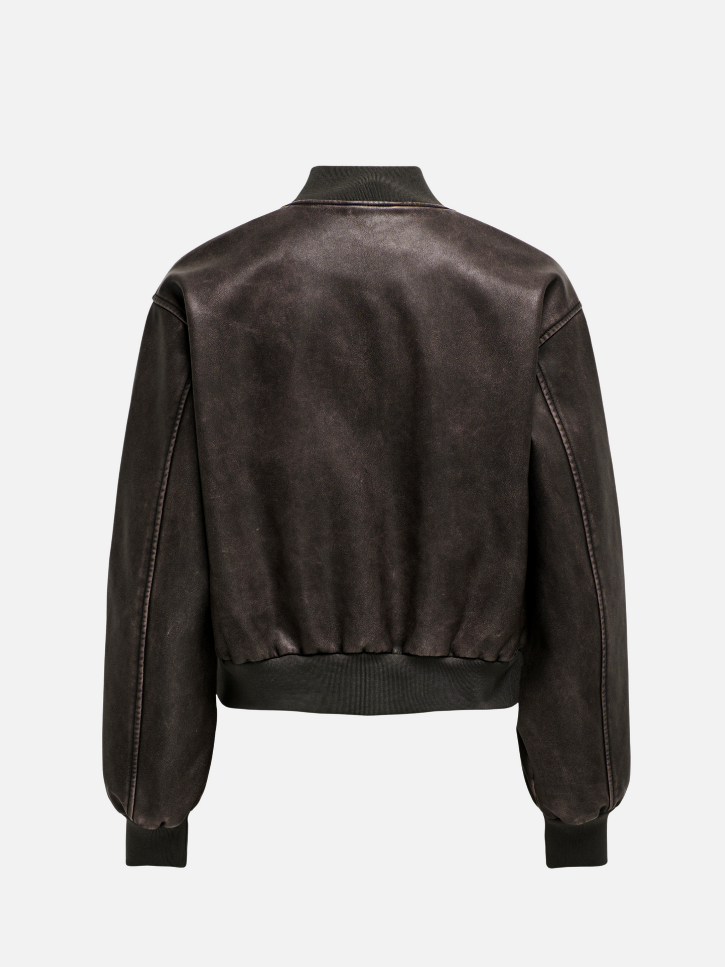 ONLY-Jane Faux Leather Bomber Jacket-Chocolate Brown