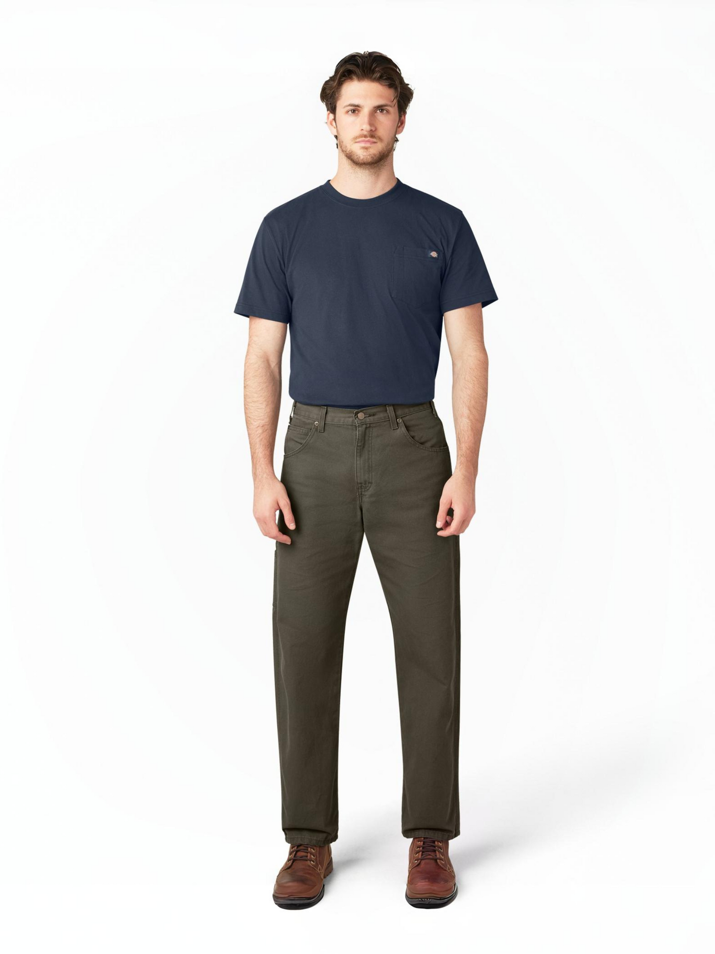 DICKIES - Relaxed Fit Heavyweight Duck Carpenter Pants - Rinsed Moss Green