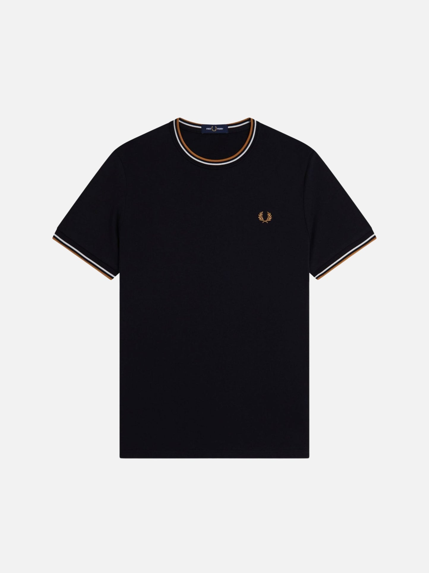 FRED PERRY - Twin Tipped T-Shirt - Black / Ecru / Dark Caramel