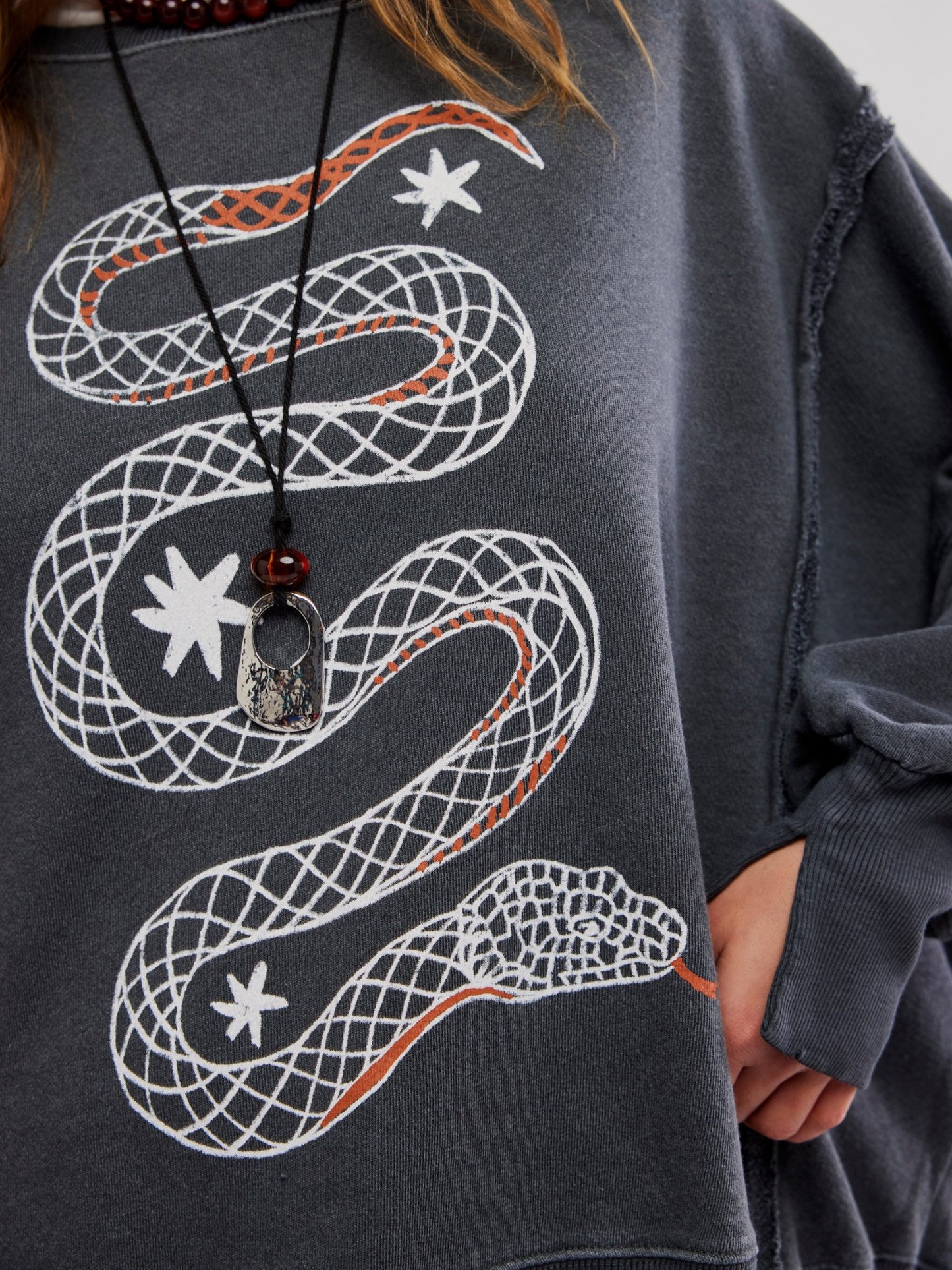 FREE PEOPLE - Camden Graphic Pullover Sweatshirt -