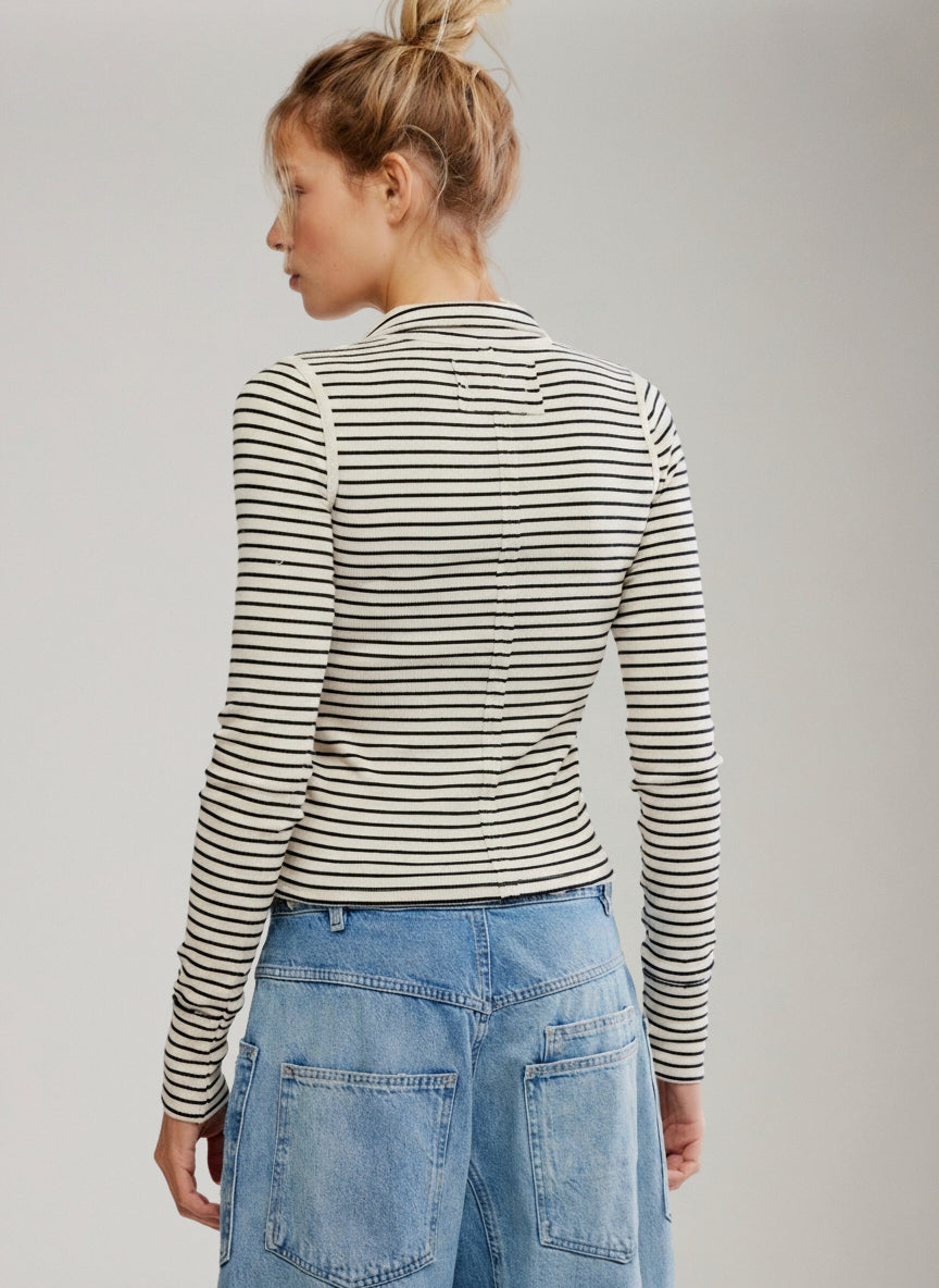 FREE PEOPLE - Lake Stripe Henley Longsleeve Top -