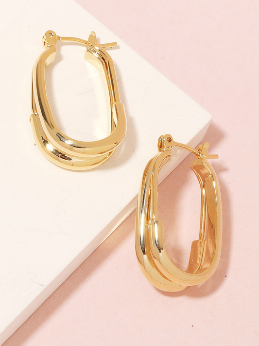 JEM - Oval Double Hoop Earrings -