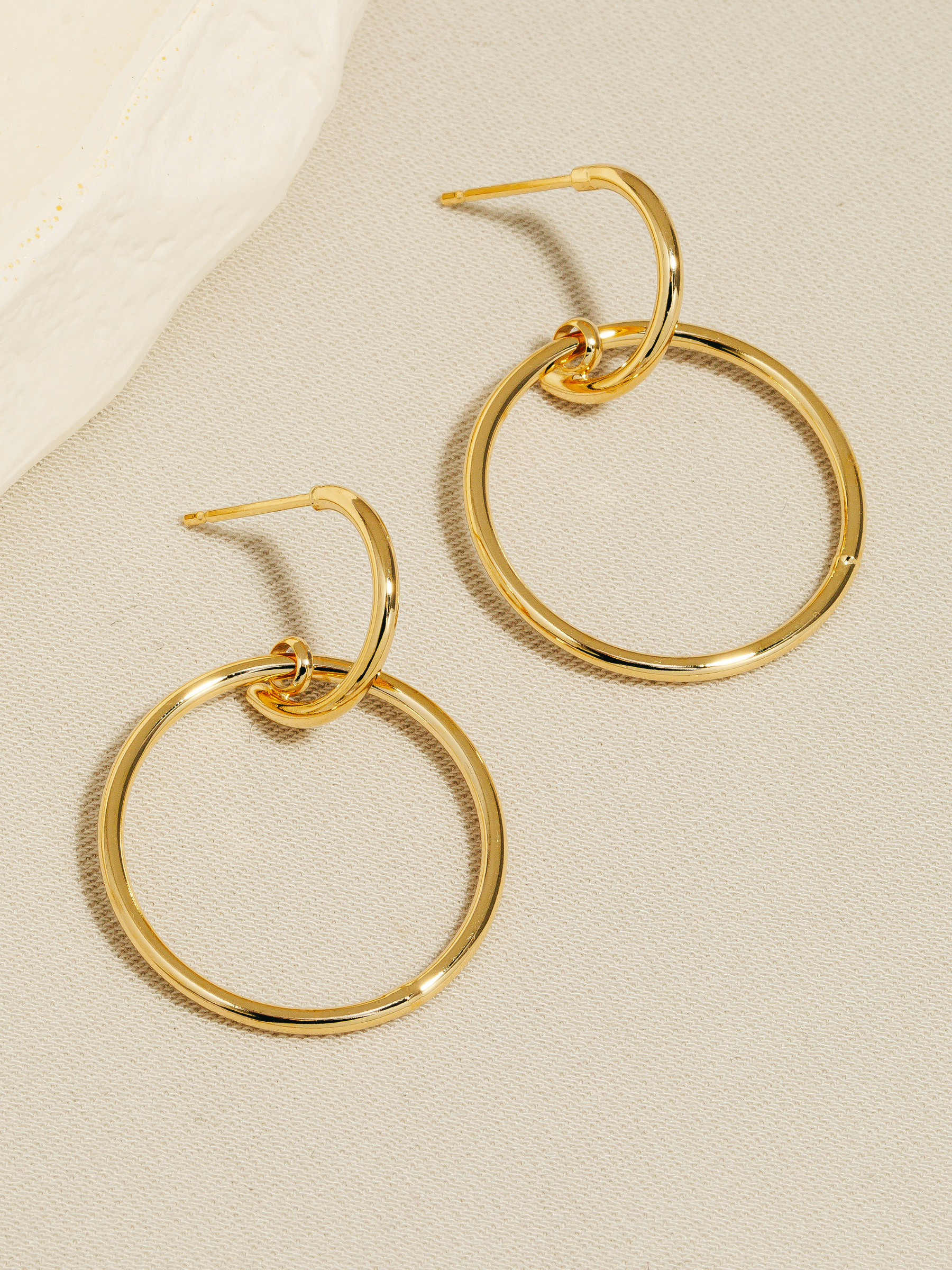 JEM - Round Hoop Stud Earrings - Gold