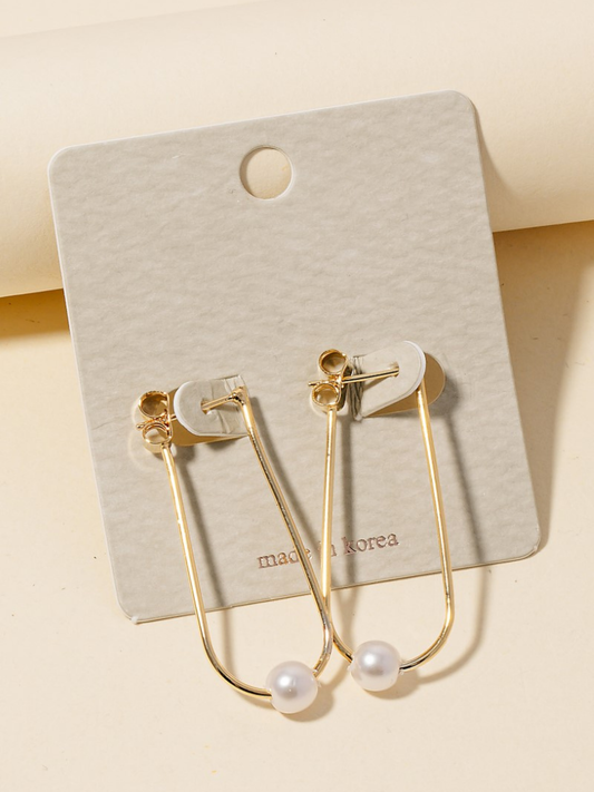 JEM - Pearl Oval Hoop Earrings -