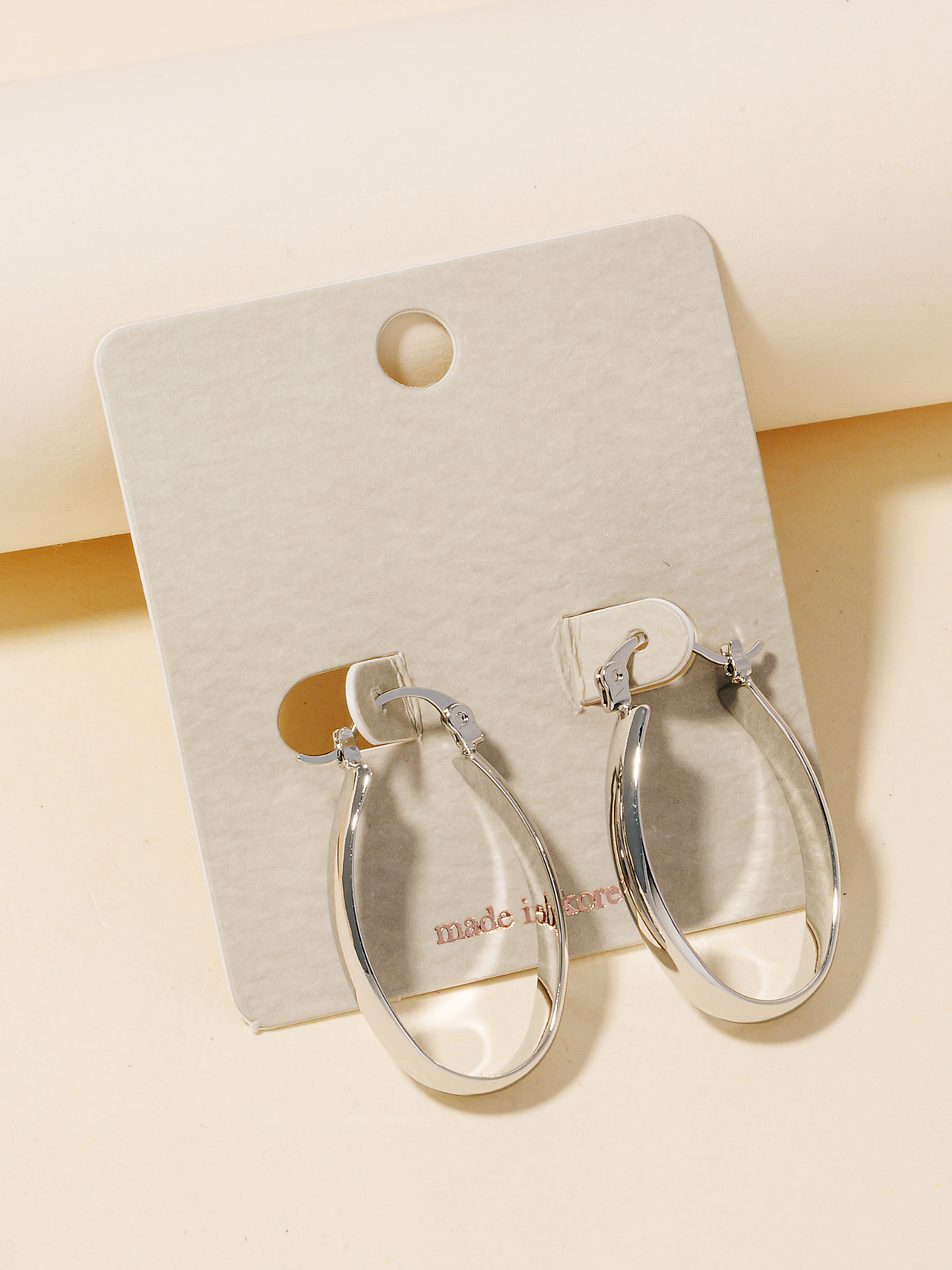 JEM - Oval Hoop Earrings - Silver