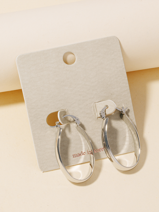 JEM - Oval Hoop Earrings - Silver
