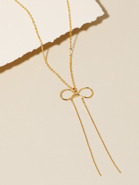 JEM - Chain Ribbon Bow Necklace - Gold