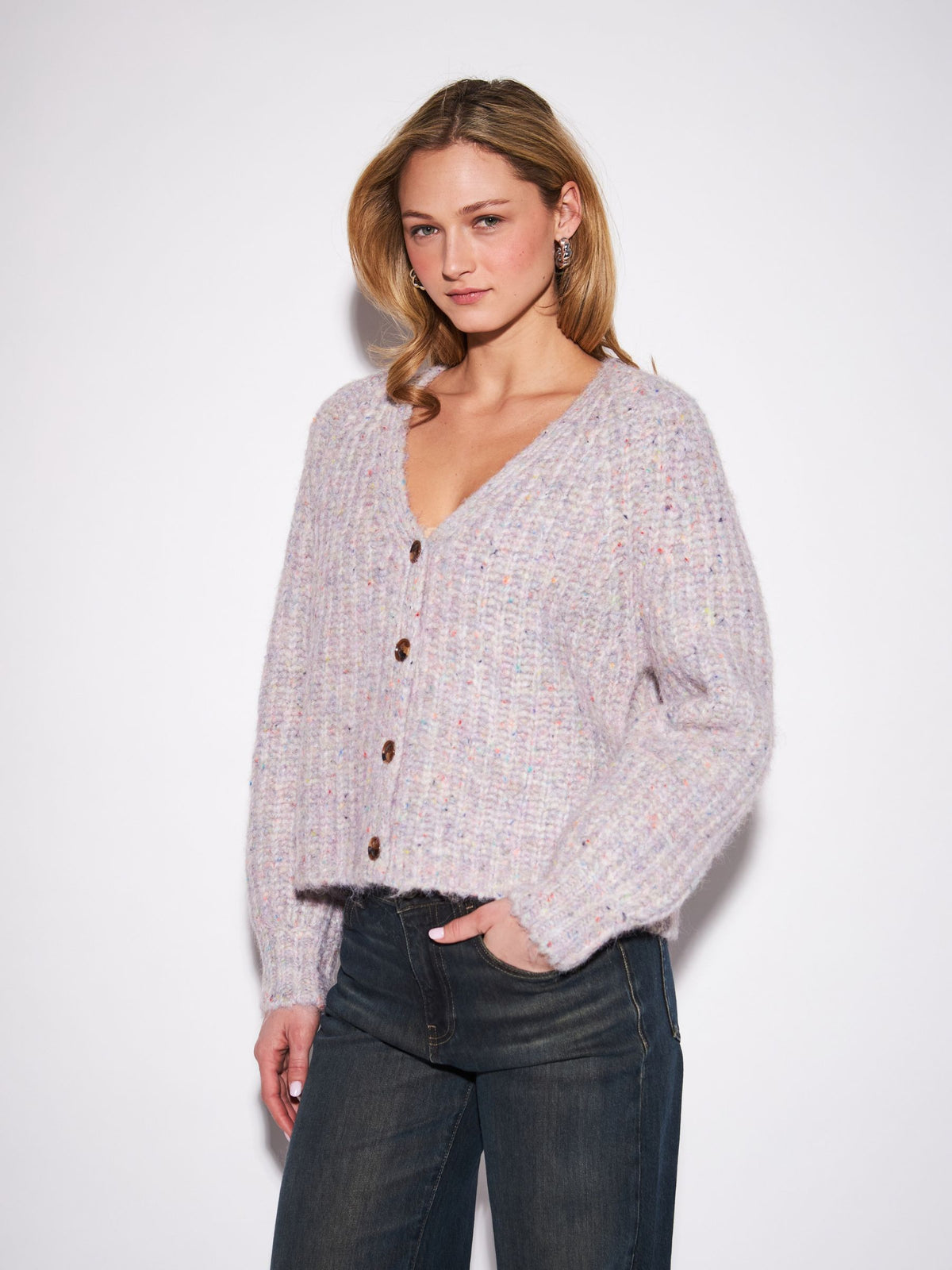 JOHN & JENN - Hawkins Marled V-neck Cardigan -
